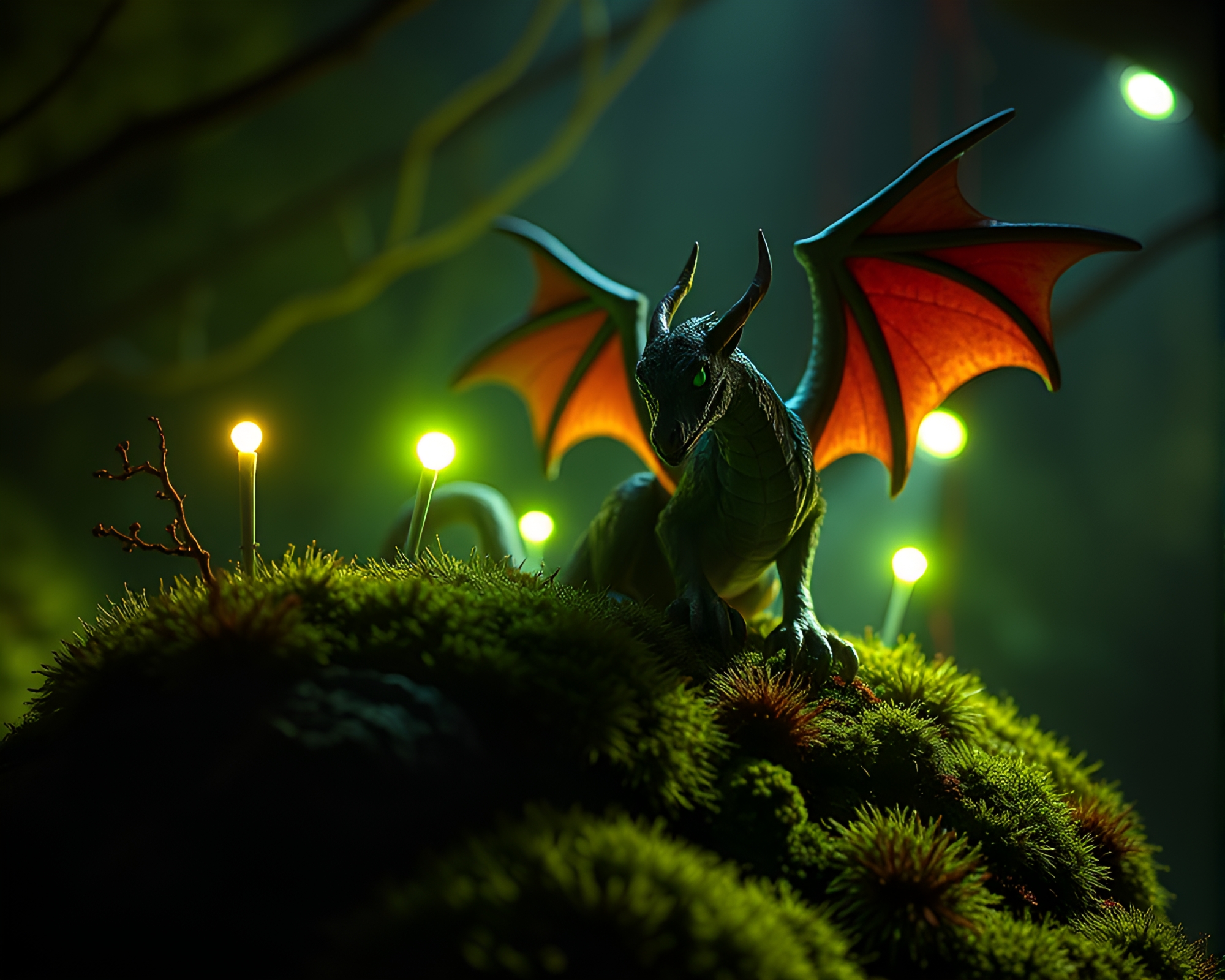 Enchanted Mossy Gryphon Under Strobe Lights – free AI stock image