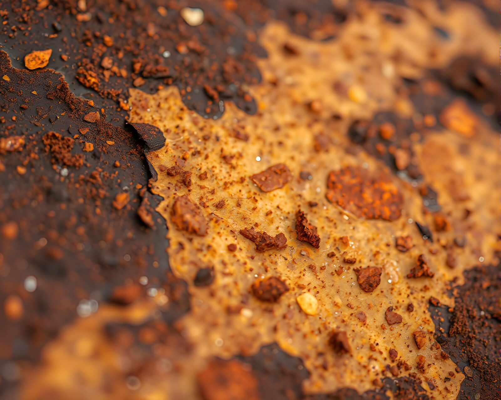A serene hot spring surrounded by rusted flakes in bloom