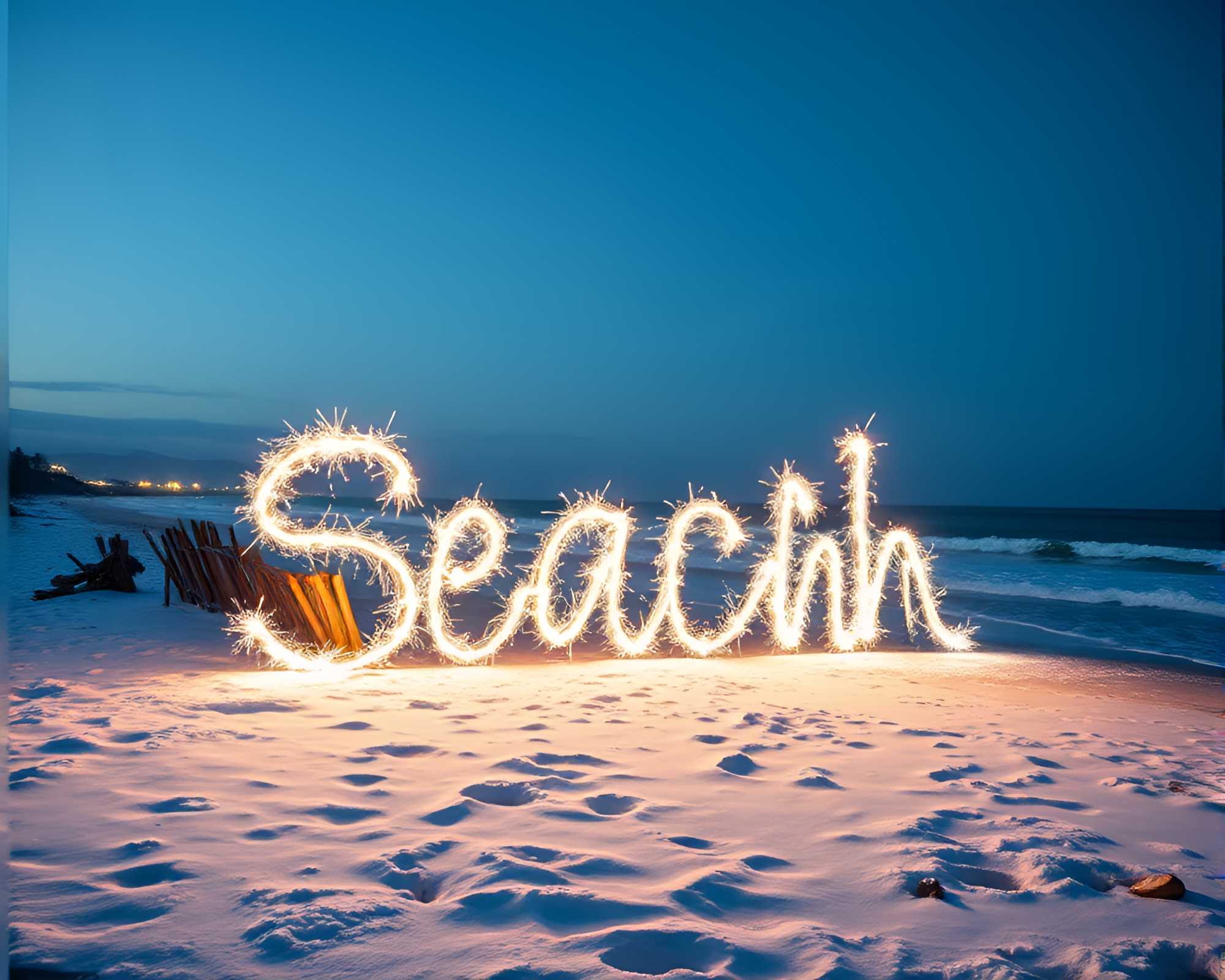 Snow-Kissed Beach Calligraphy Graffiti Art – free AI stock image