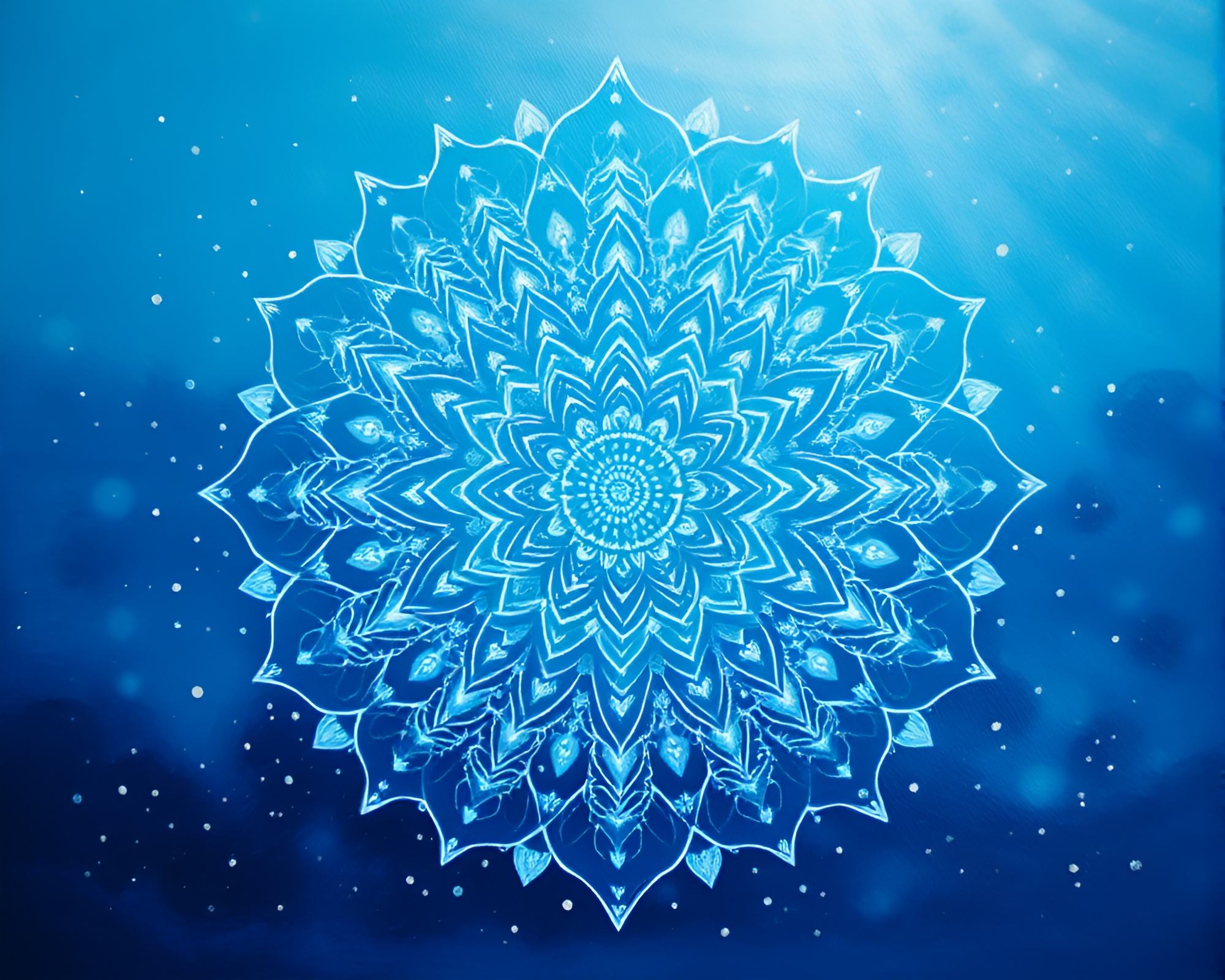 Mandala Universe with Floating Ocean Particles – free AI stock image
