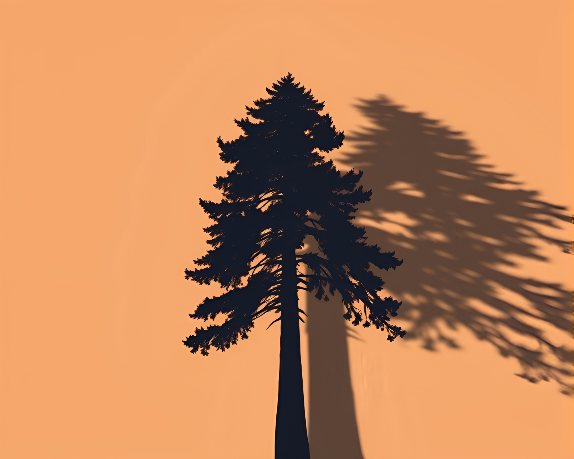 Majestic Redwood Tree Shadow Silhouette Algorithmic Art – free AI stock image