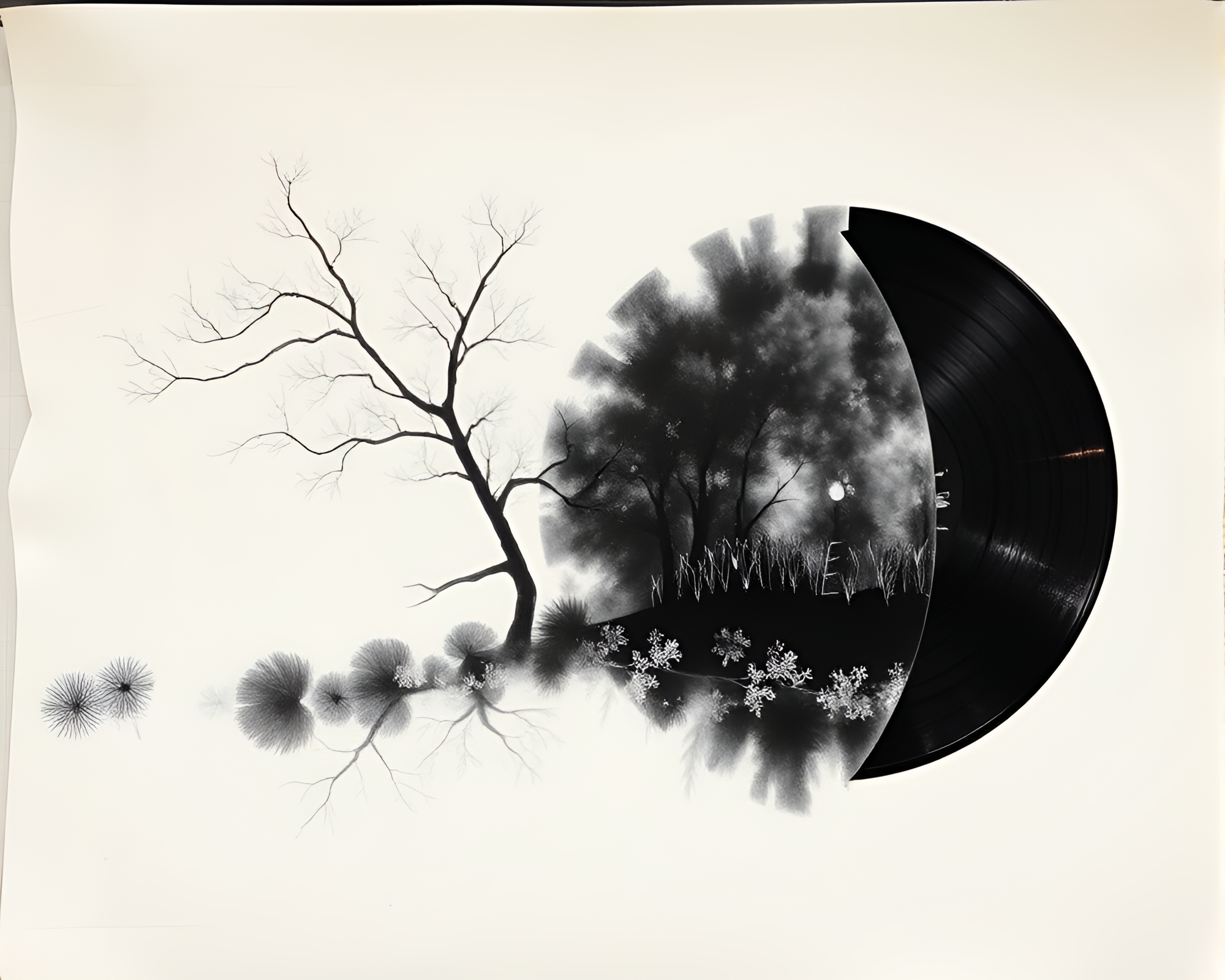 Vinyl Record Double Exposure Fusion Artwork – free AI stock image