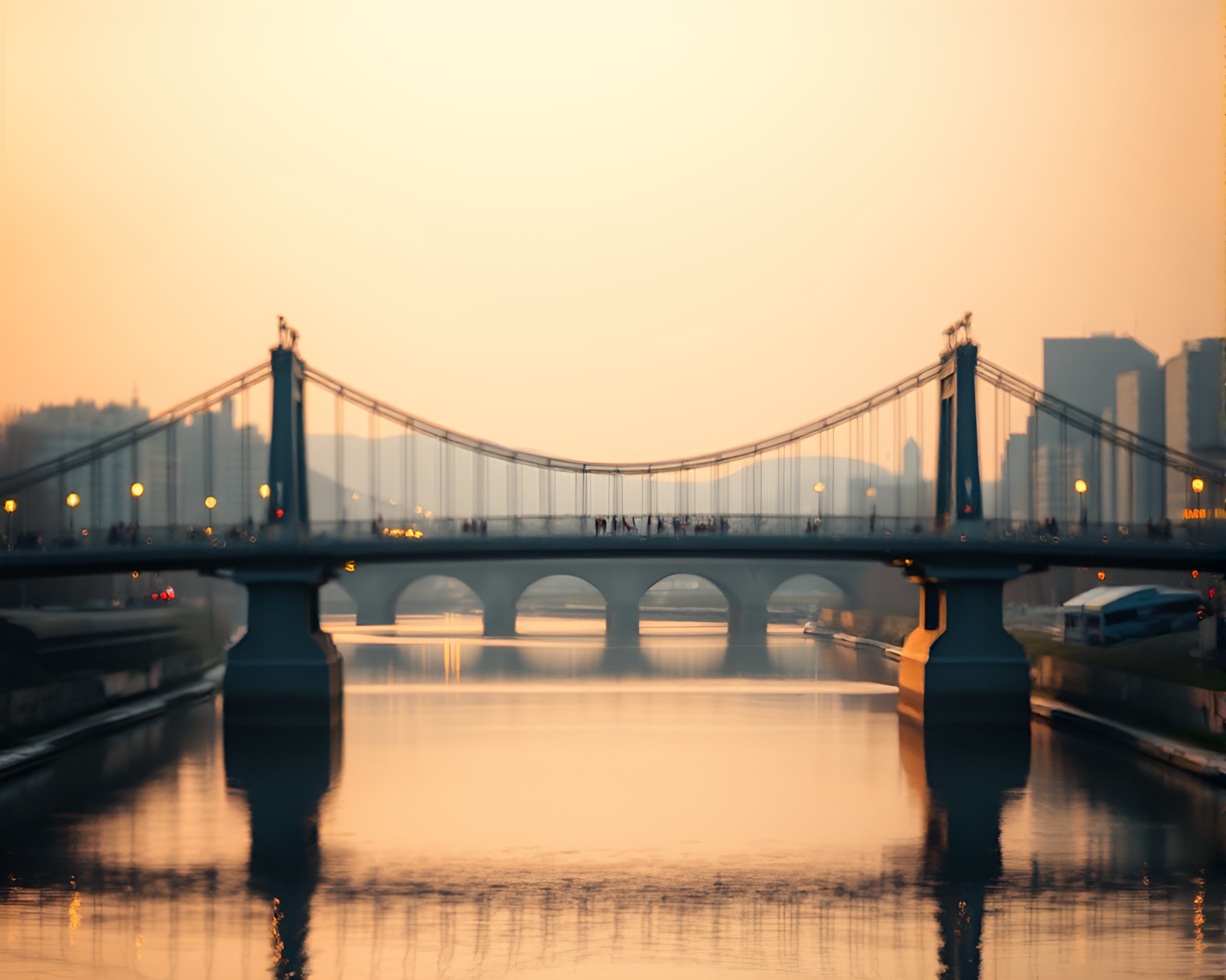 Ethereal Glass Bridge in Serene Lithograph – free AI stock image