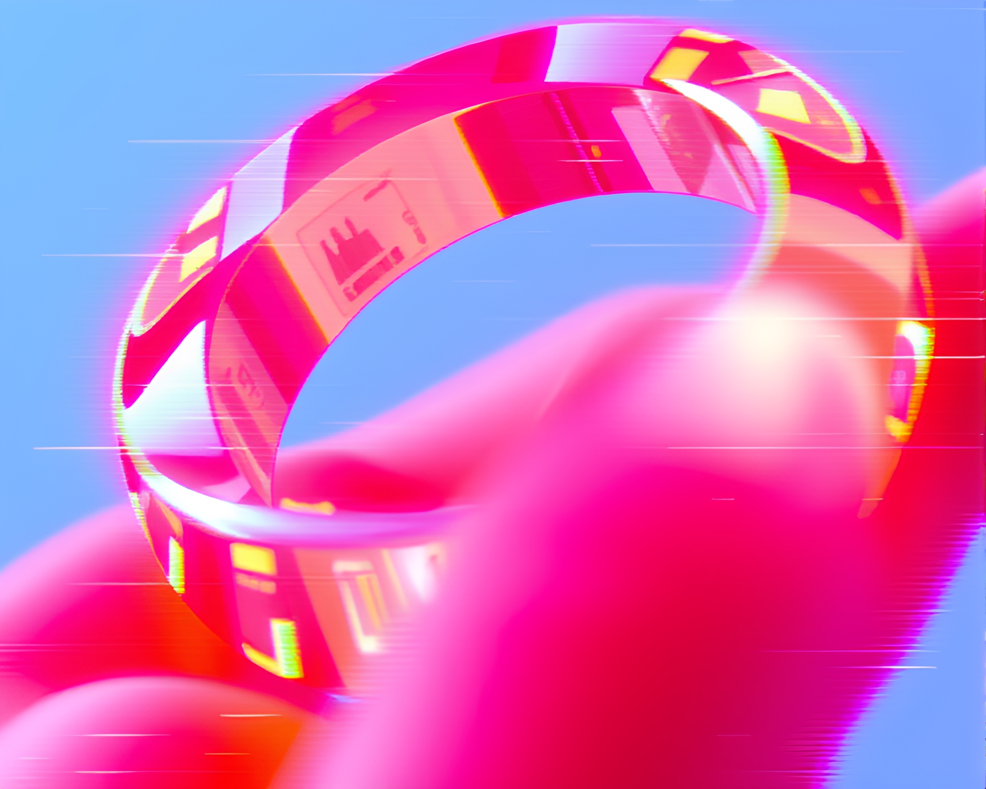 Glitchy 16-bit Ring in Hyper-Saturated World – free AI stock image