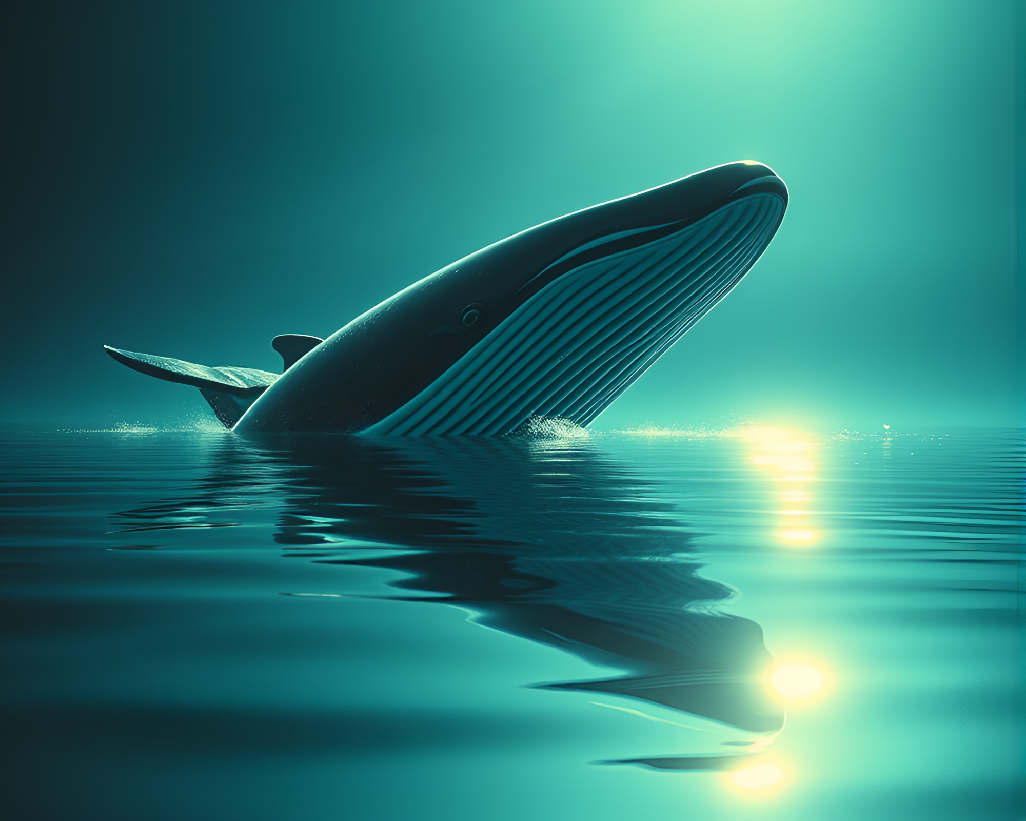 Whale Double Reflection in Retro Futurism Midday Light – free AI stock image