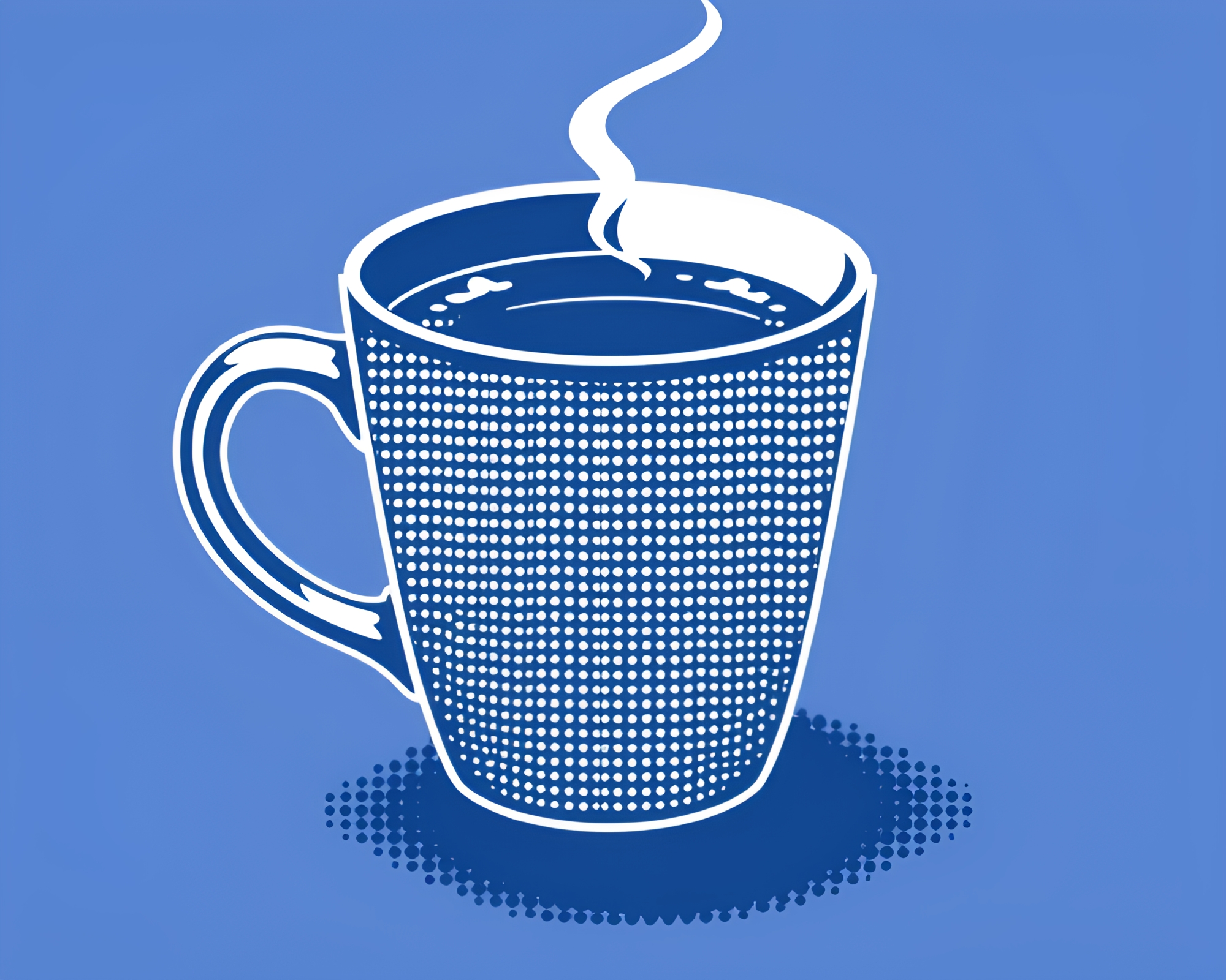 Monochrome Manga Coffee Cup with Dot Matrix Compositions – free AI stock image