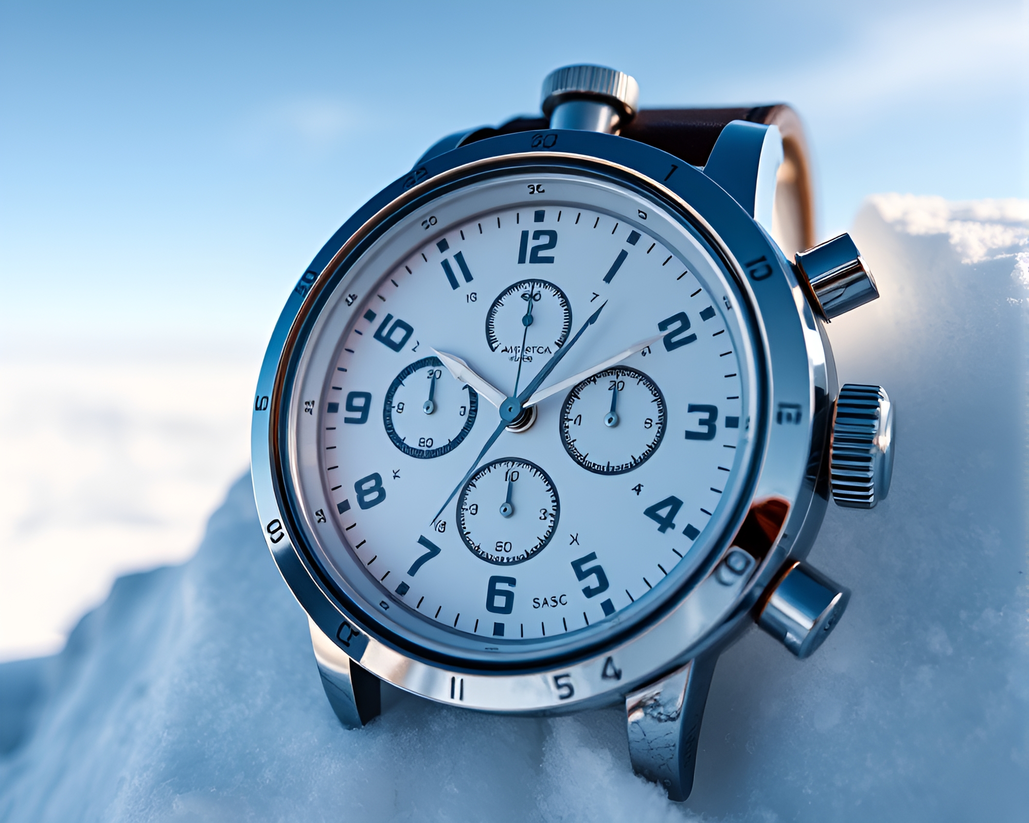Prism Chrono Clock in Antarctic Whiteout Artwork – free AI stock image
