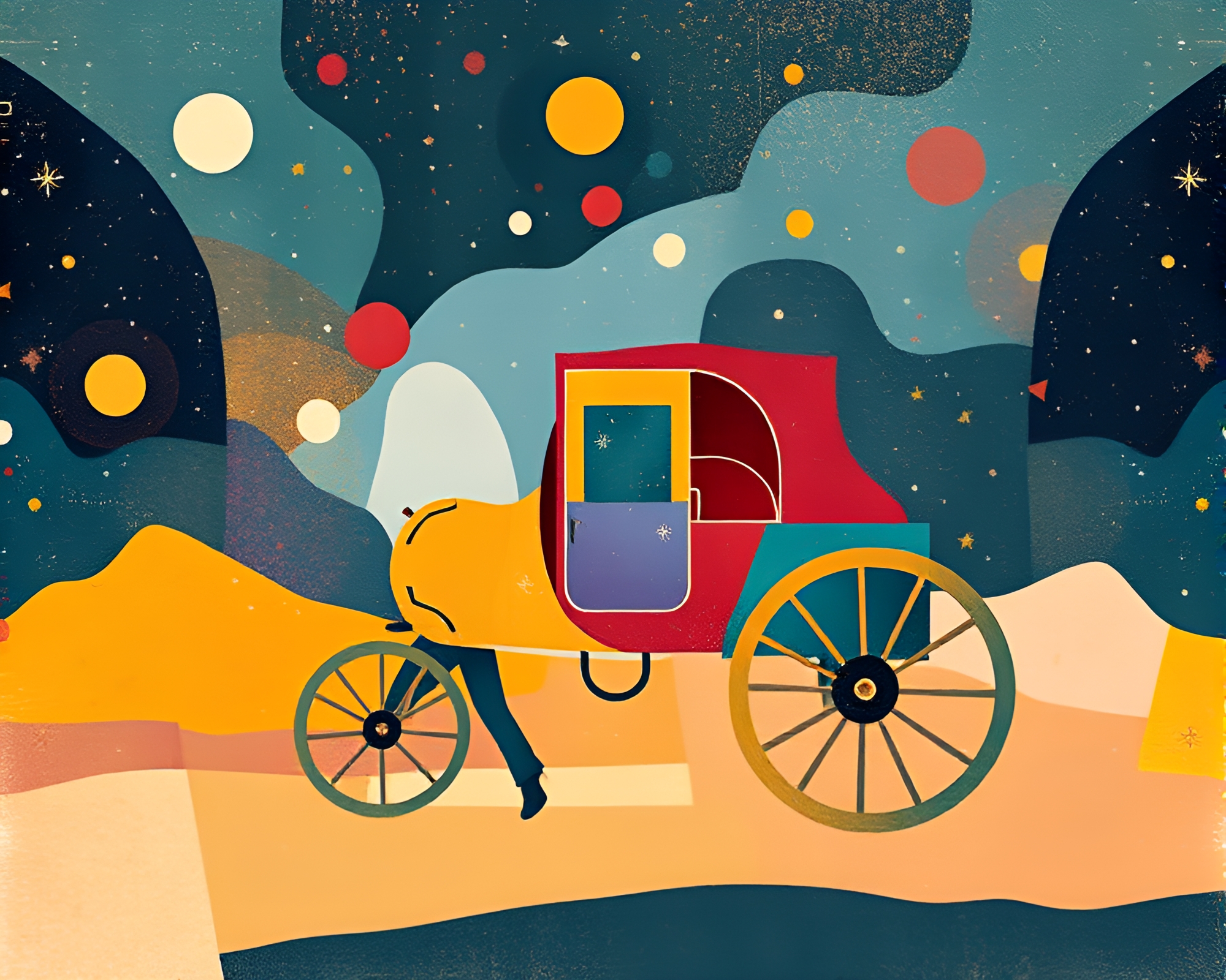 Galactic Stagecoach: Cubist Nebula Frame – free AI stock image