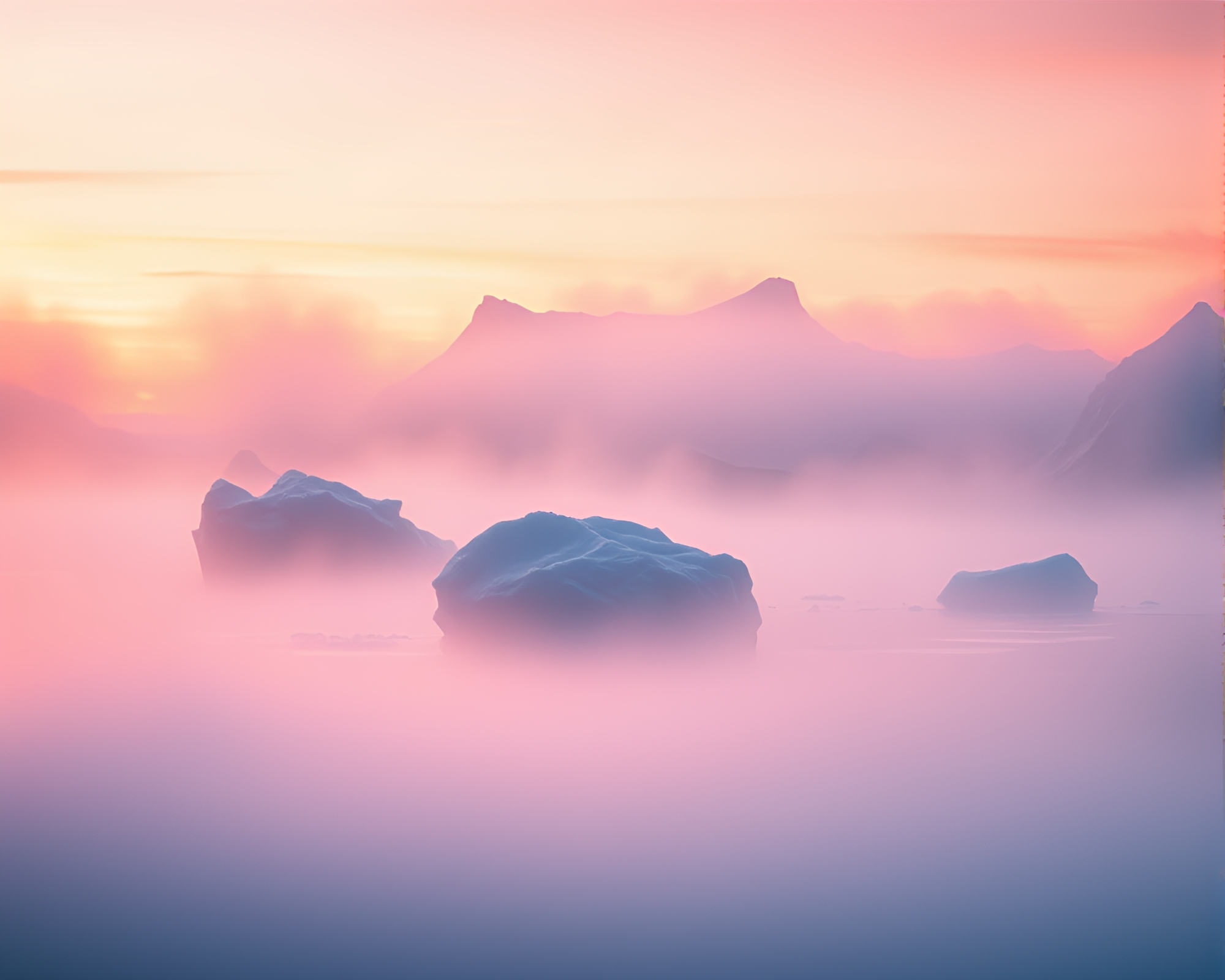 Vibrant Arctic Iceberg at Dawn Mist – free AI stock image