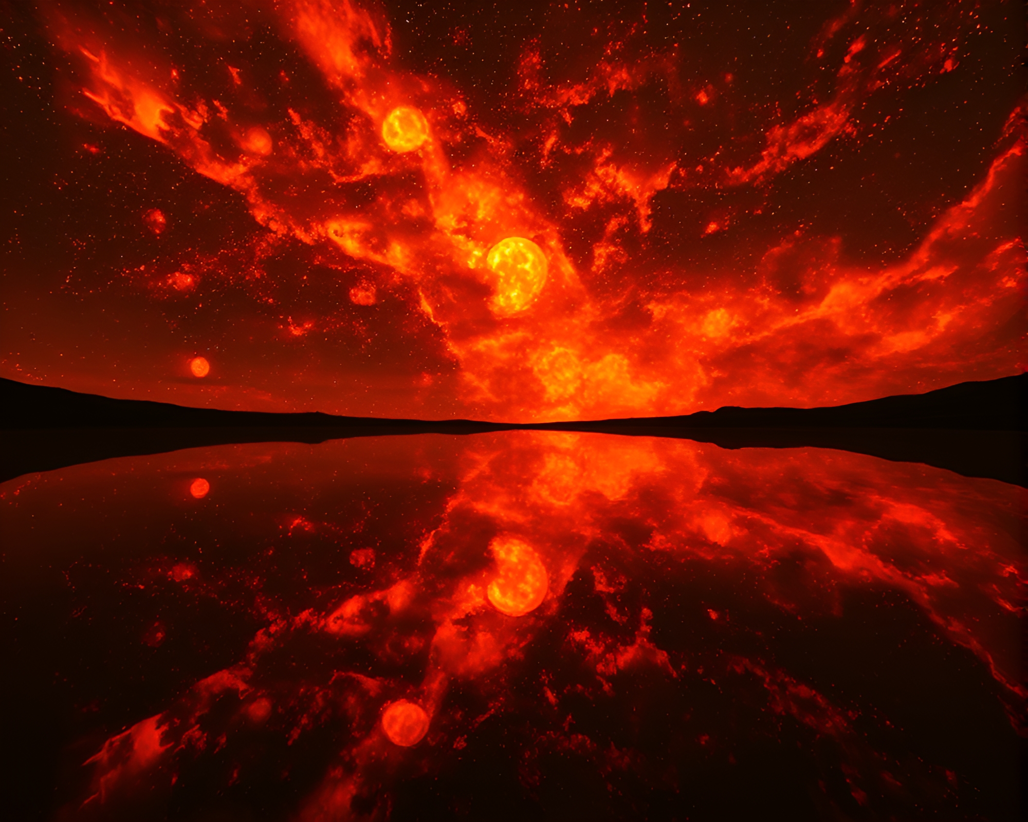 Astral Projection Reflected on Burnt Orange Screen Print – free AI stock image