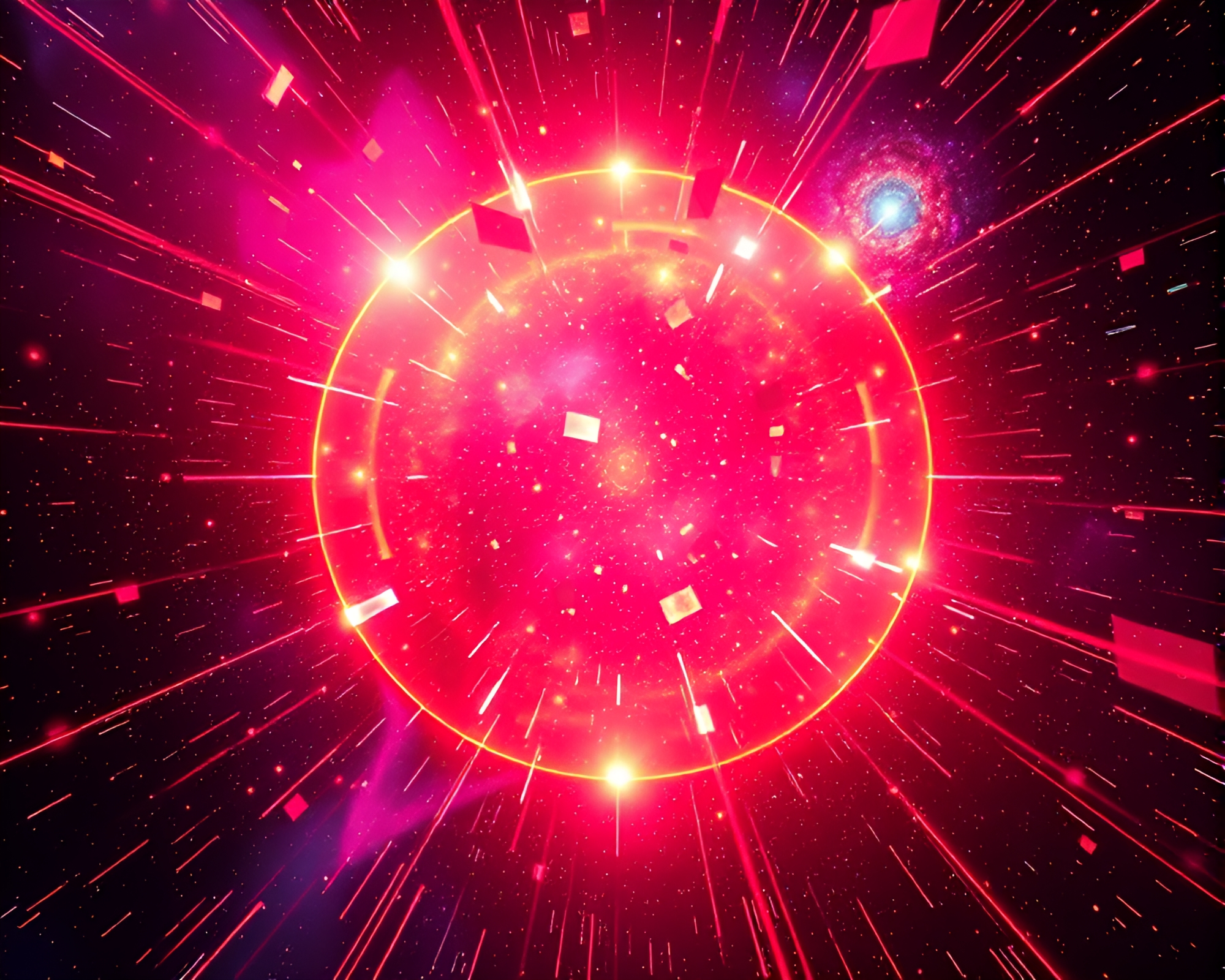 Synthwave Kaleidoscope Solar Flare Comic Scene – free AI stock image