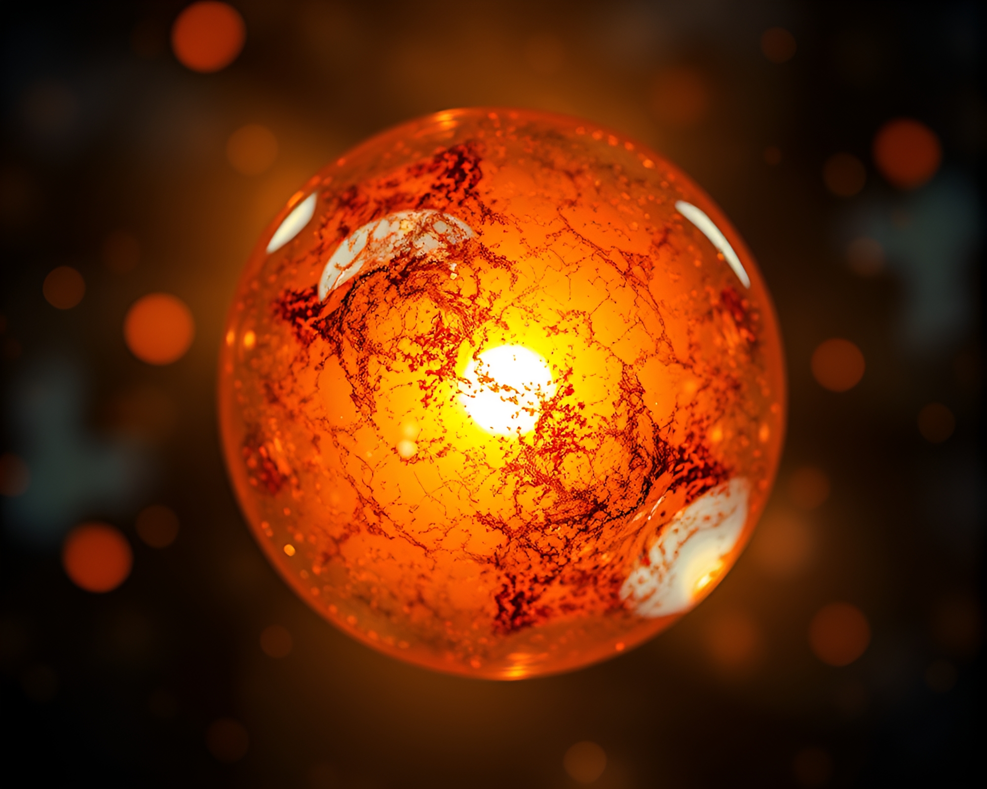 Rust Flakes Glass Orb Fractal Glow Painting – free AI stock image