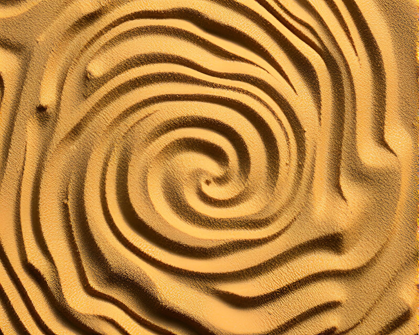 Colorful virtual ramen bowl on swirling sand pattern background