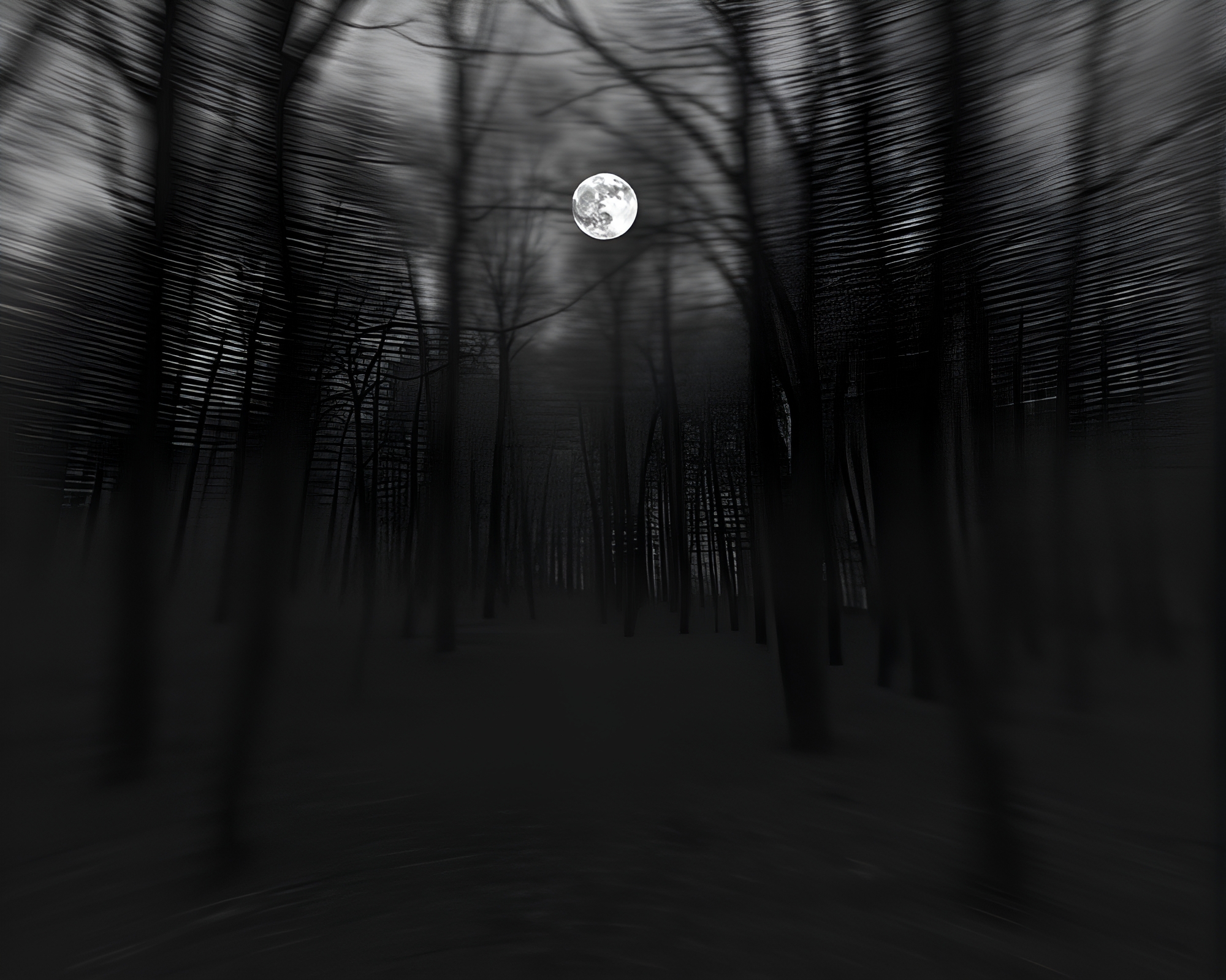 Autumn Moonlit Forest In Motion Blur – free AI stock image