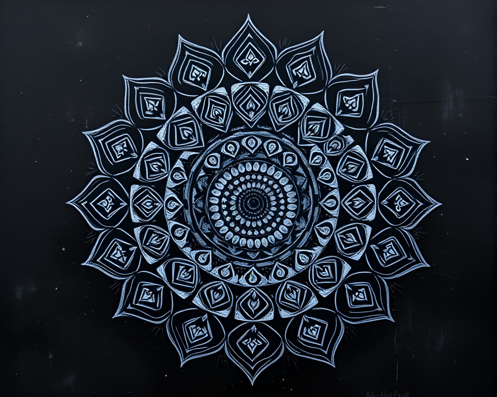 Mystical mandala design in gloomy desaturated tones