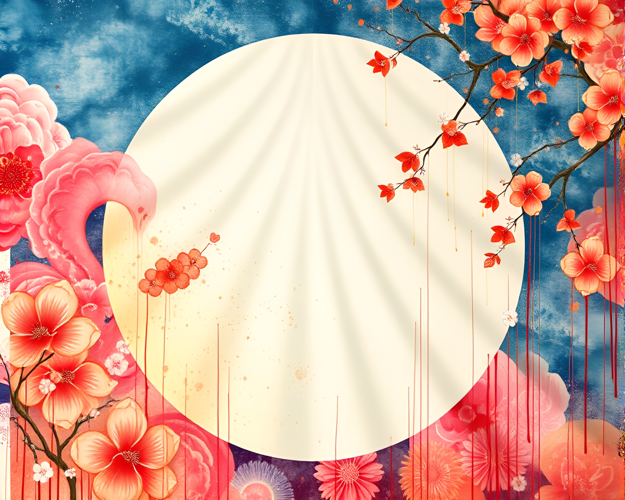 Circular Frame Silk Kimono Sunbeam Art – free AI stock image