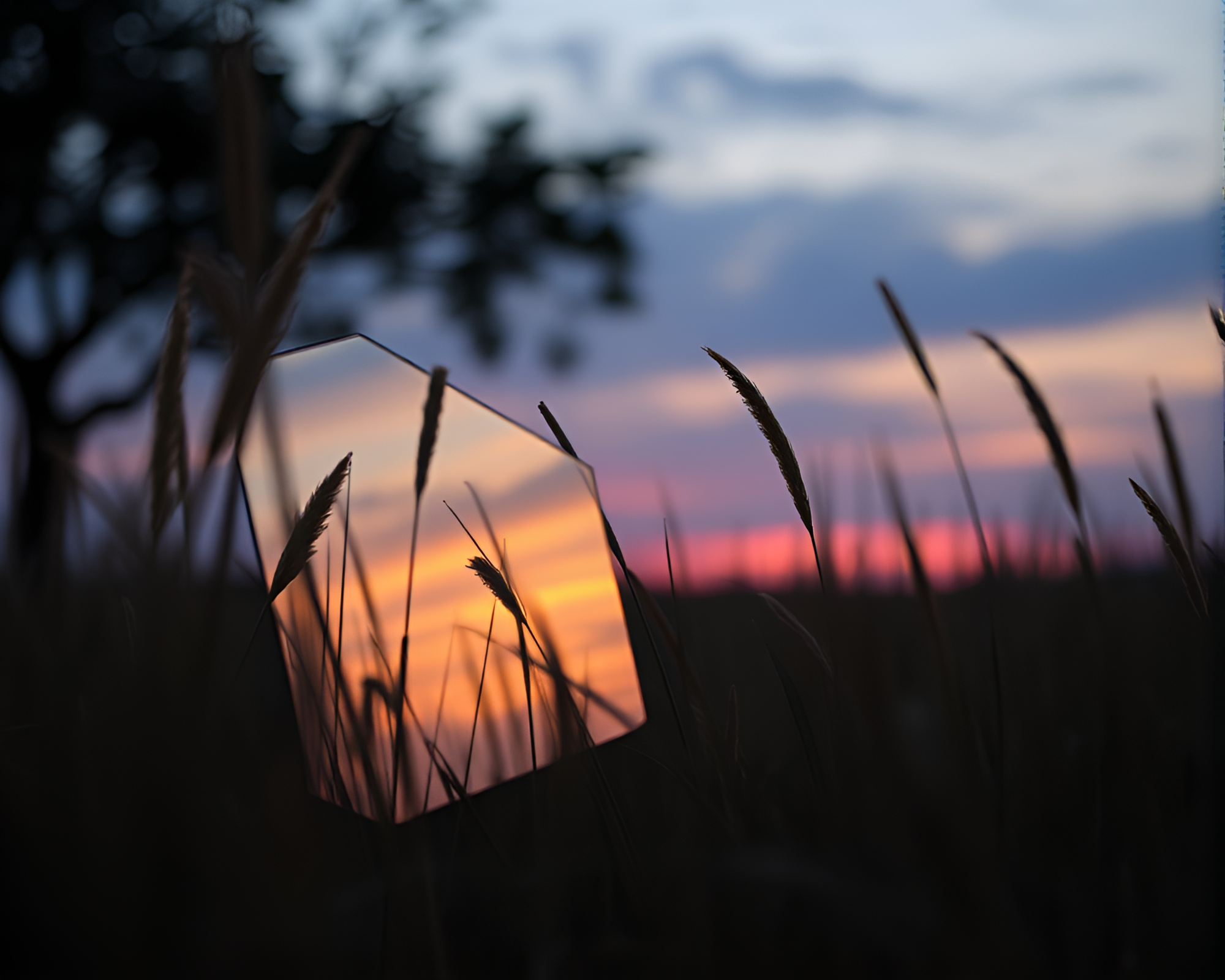 Shattered Mirror Reflects Savannah Twilight – free AI stock image