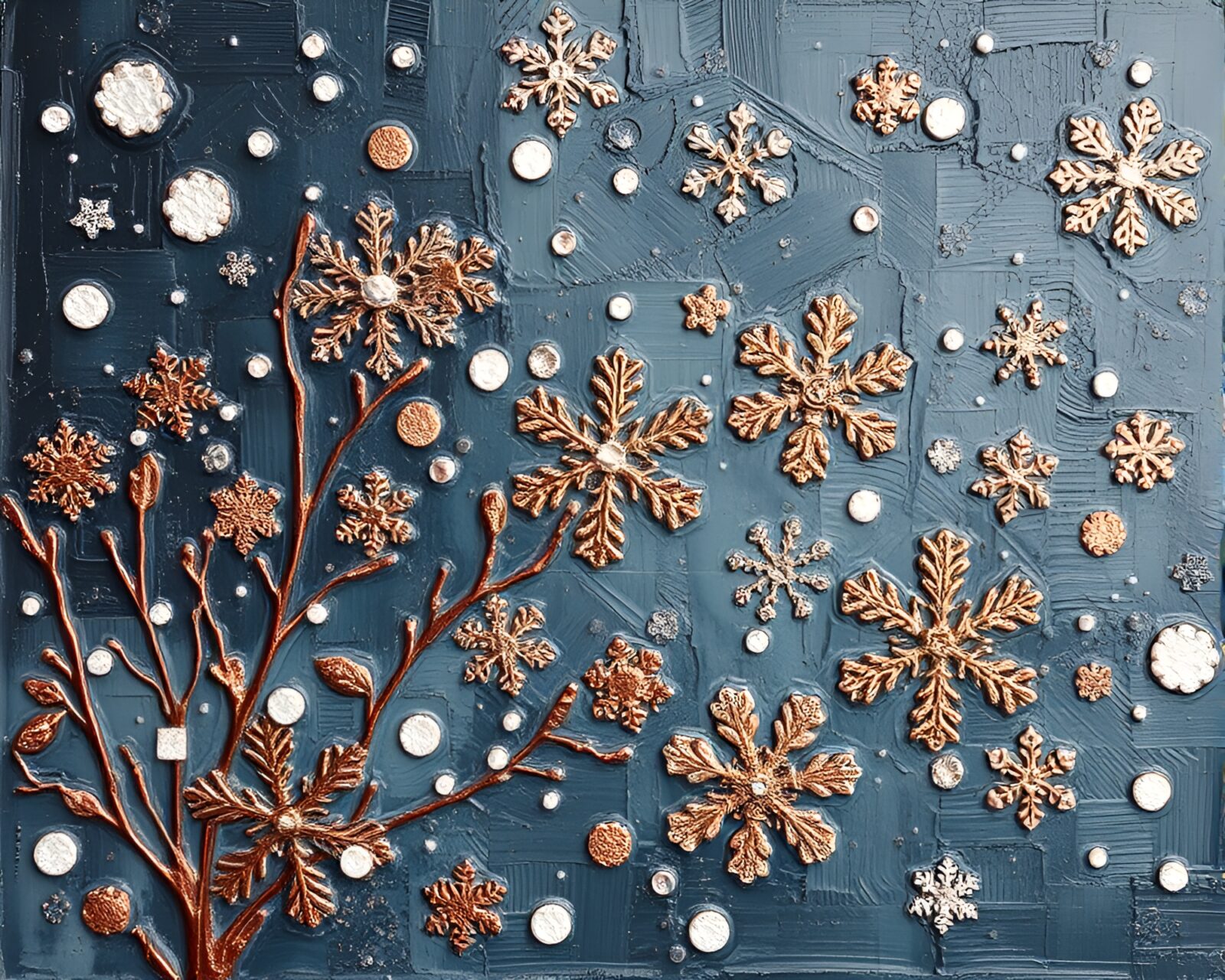 Intricate snowflake design on aged knife in rose gold light