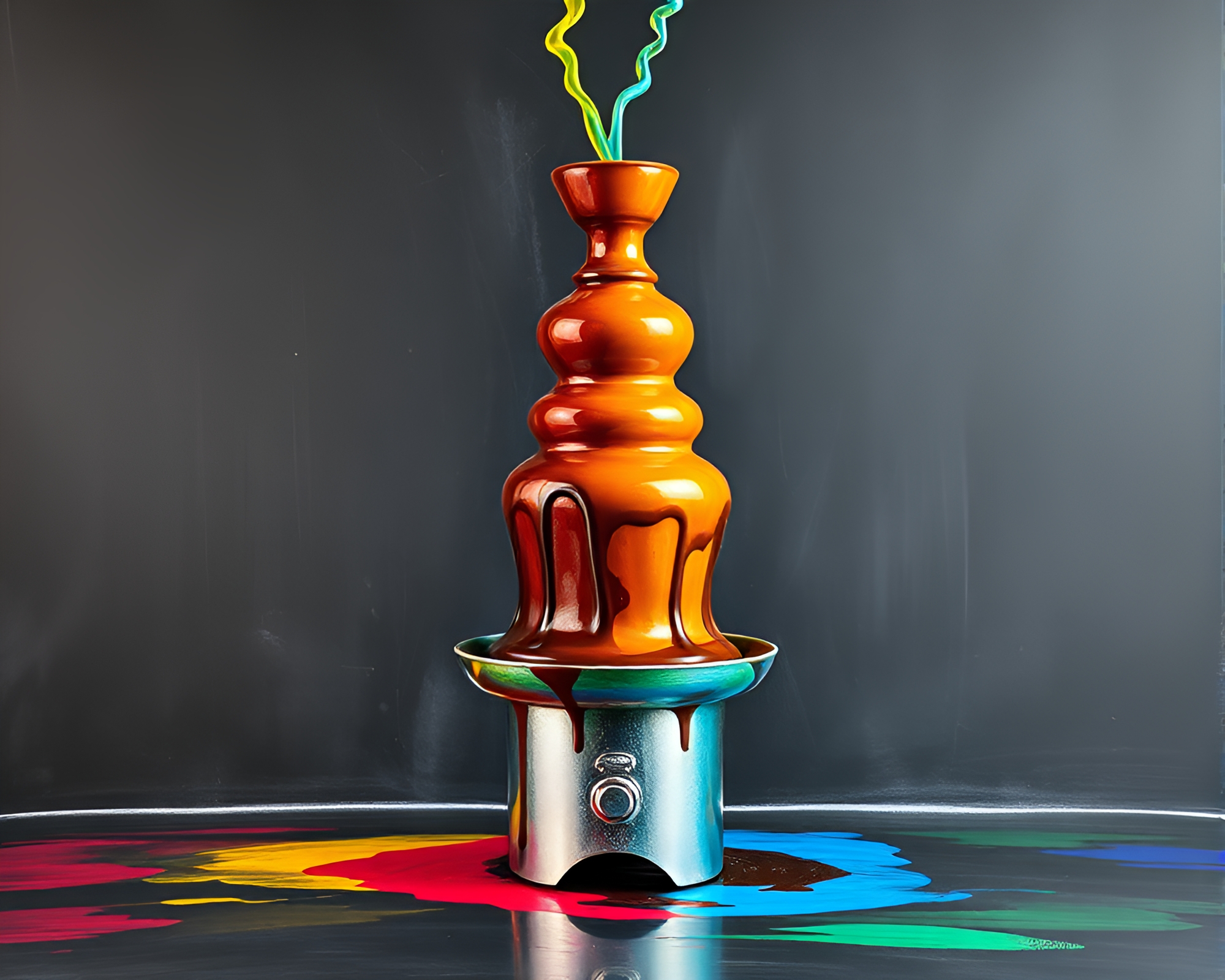 Prism Refraction Chocolate Fountain Washed-Out Chalkboard Art – free AI stock image