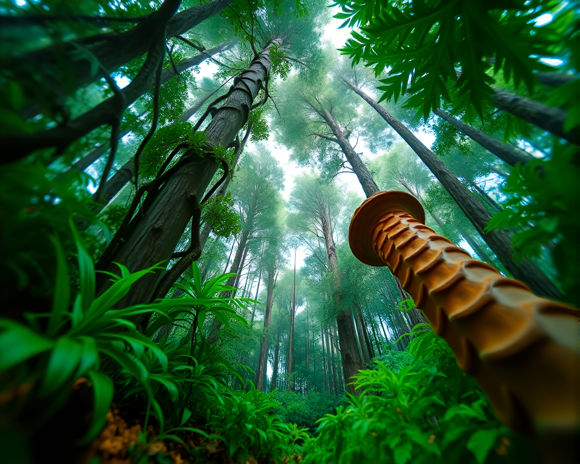 Luscious Gelato Tower in Vibrant Rainforest Action Painting – free AI stock image
