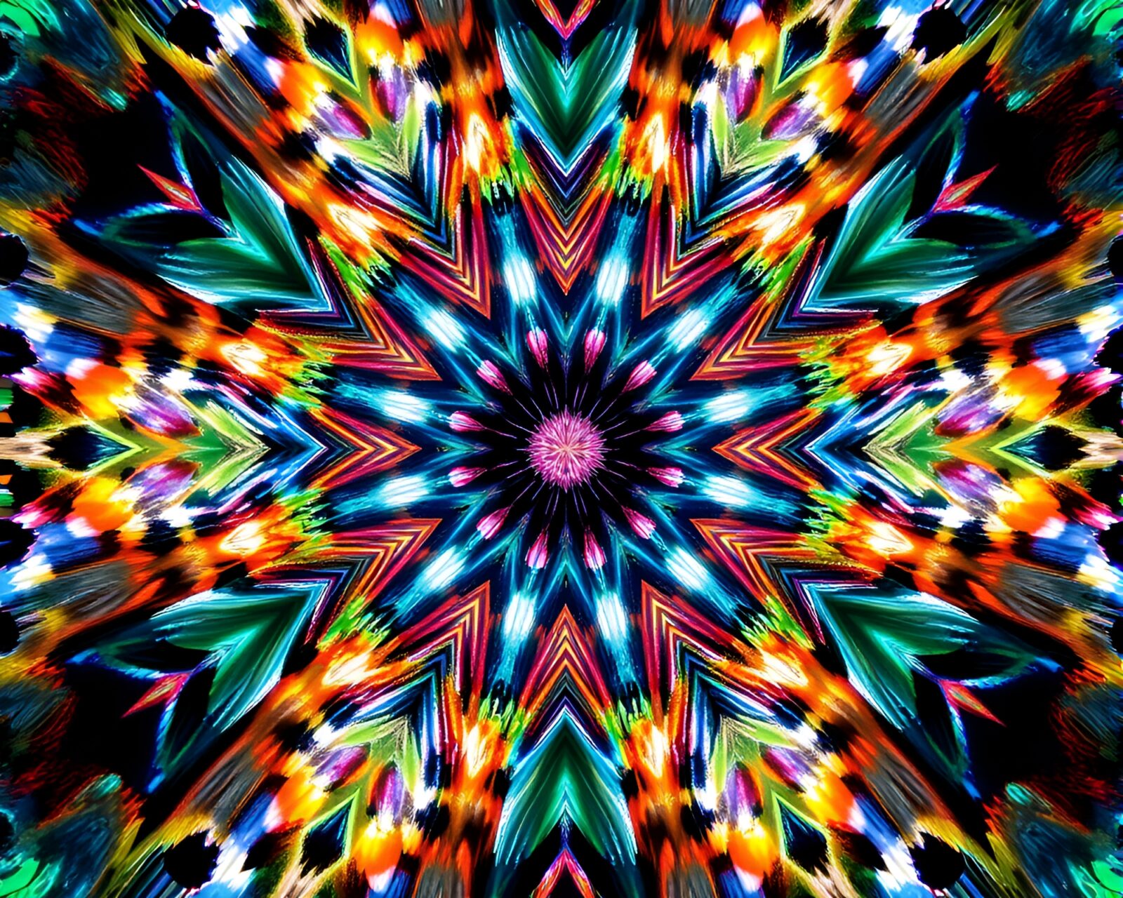 Colorful kaleidoscope fragments swirling in time vortex with calligraphy
