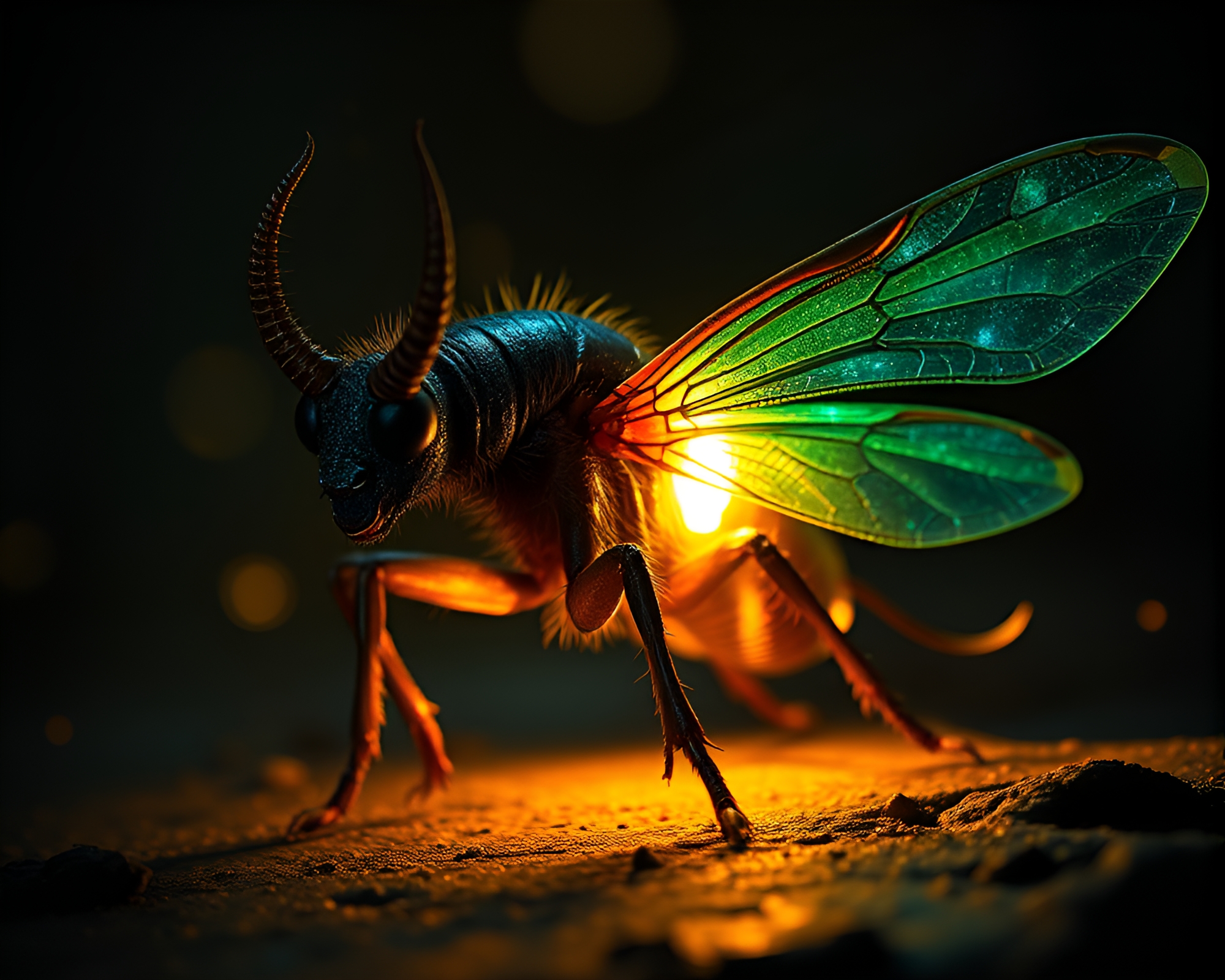 Majestic Minotaur Illuminated by Firefly Glow – free AI stock image