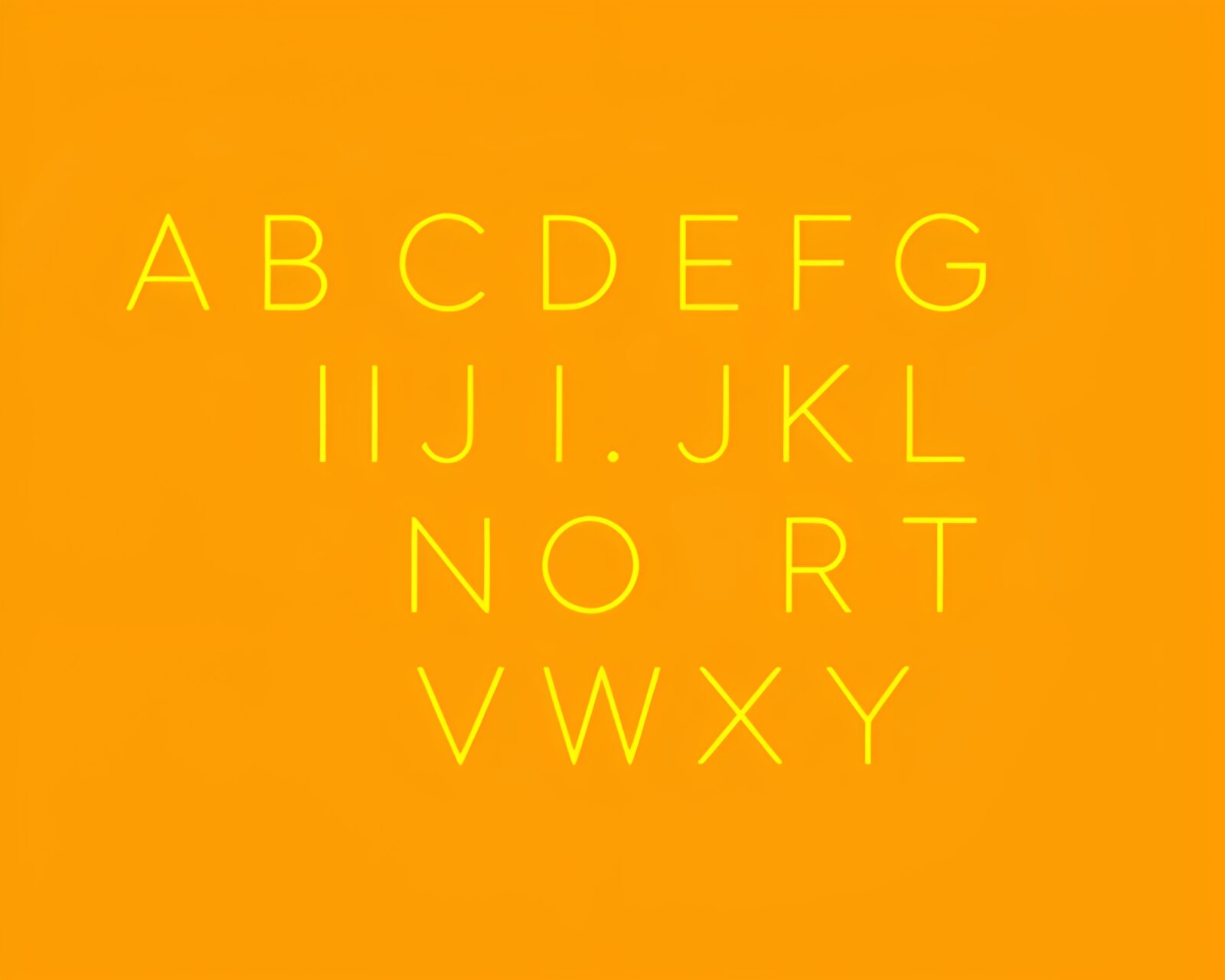 Minimalist design featuring mustard yellow runic alphabet in ultraviolet style