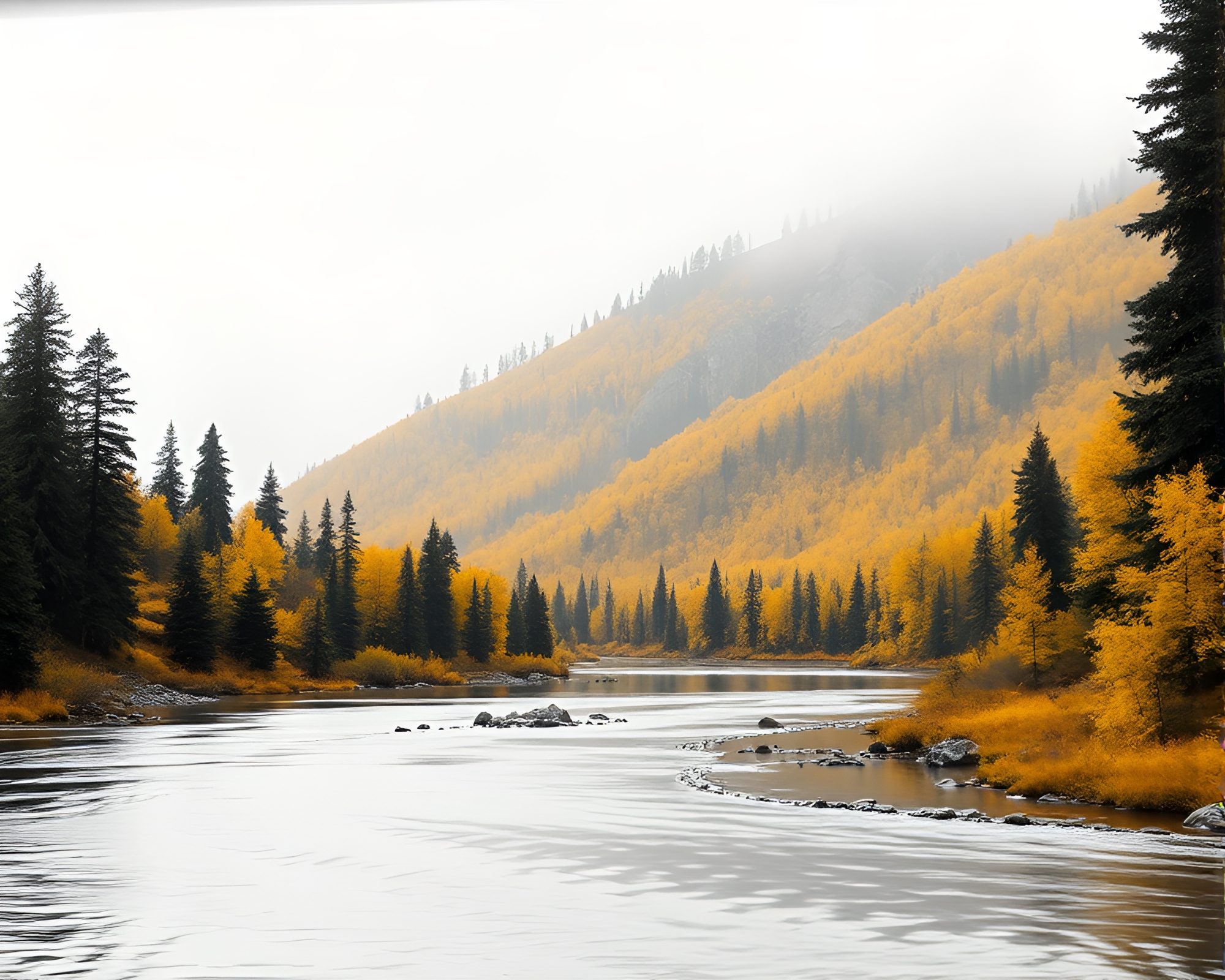 Savage River Voxel Art with Silver Leaf Accents – free AI stock image