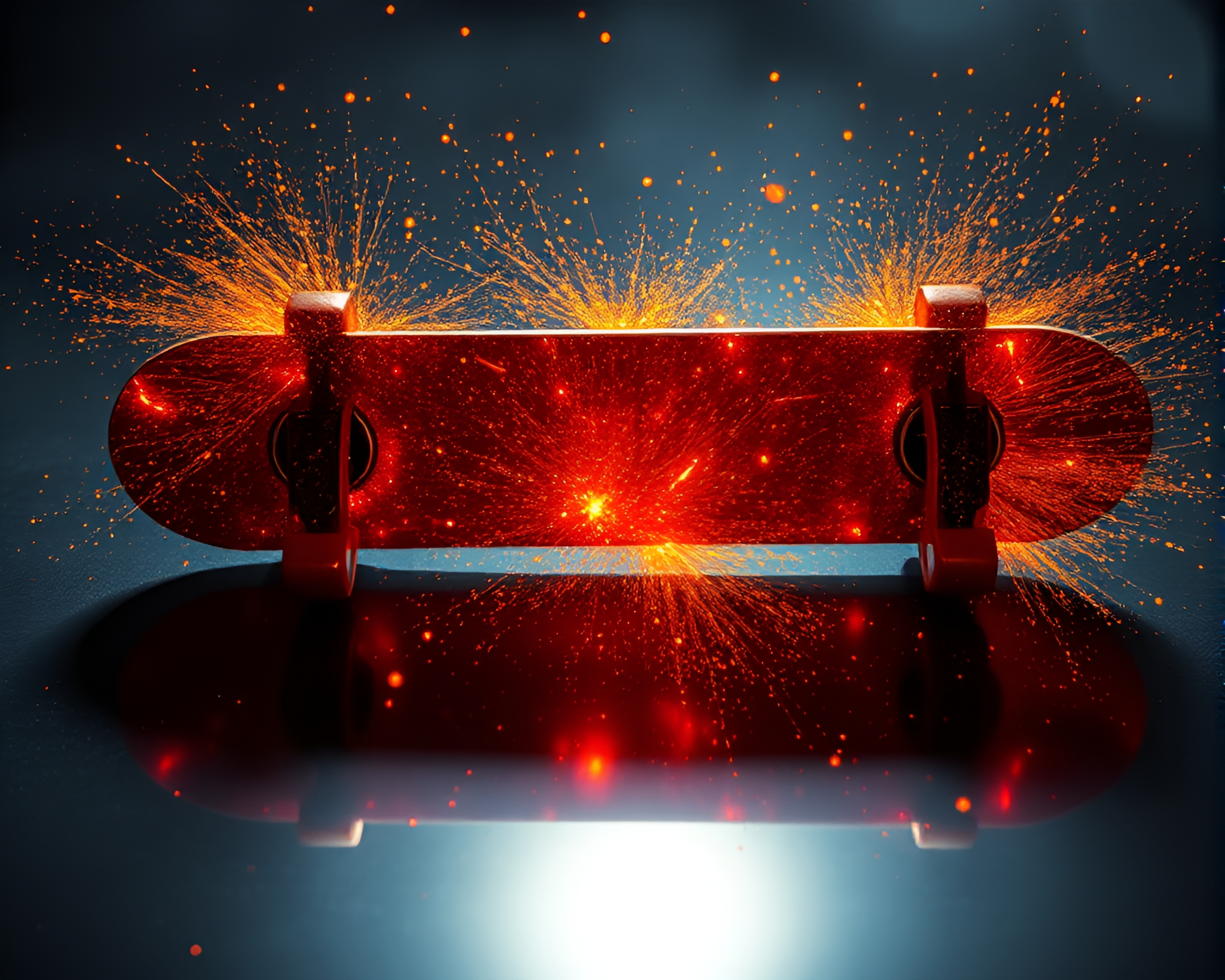 Necromantic Hoverboard Quest: Gold Foil Highlights and Color Splash – free AI stock image