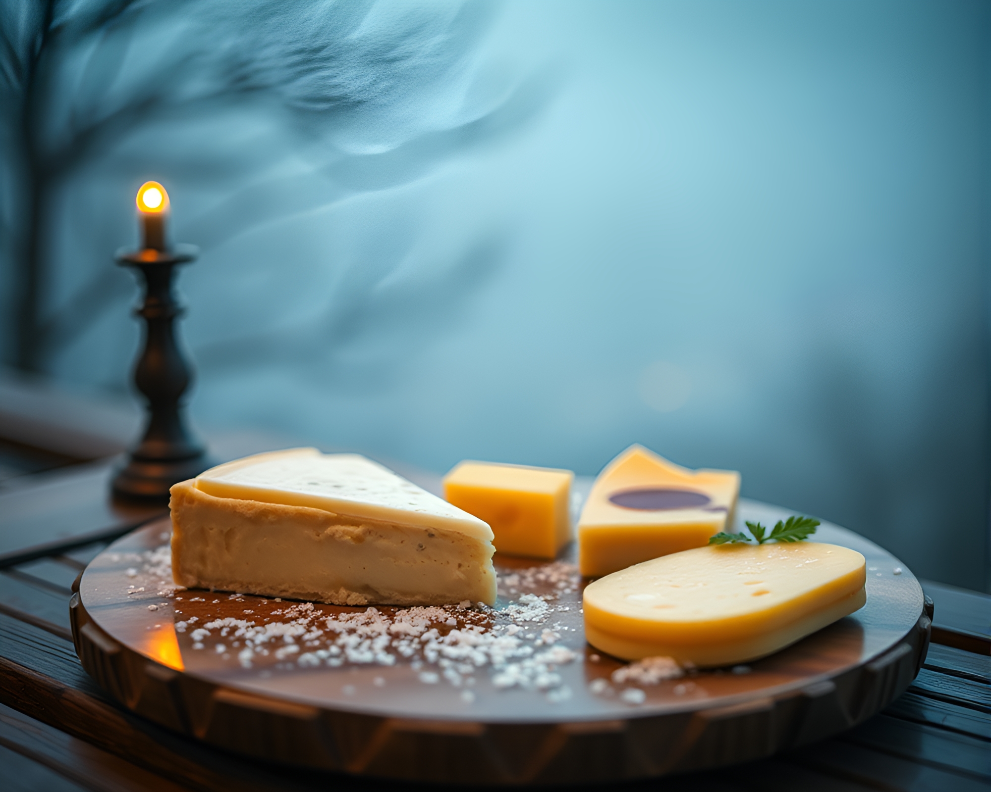 Miniature Cheese Platter in Misty Dawn – free AI stock image