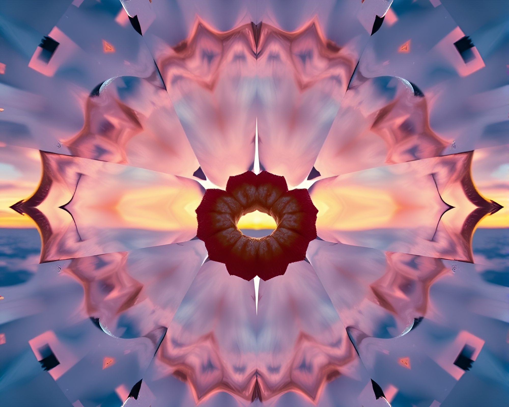 Jelly-Filled Doughnut Kaleidoscope in Polar Twilight – free AI stock image