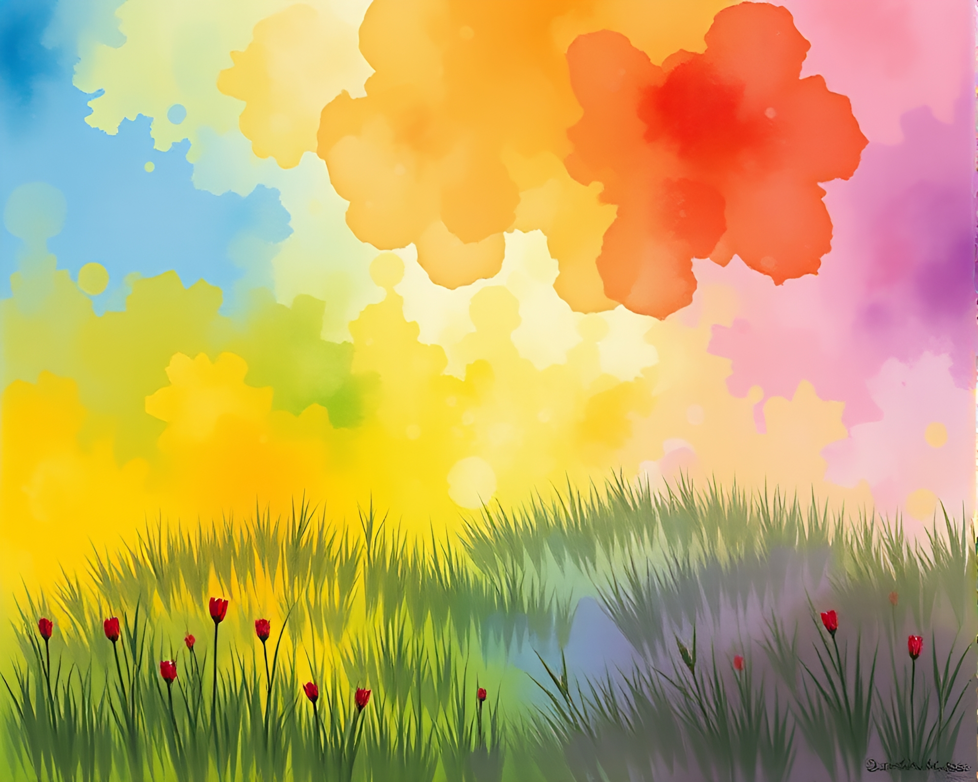 Action Painting in Jewel-Toned Geyser Fields – free AI stock image