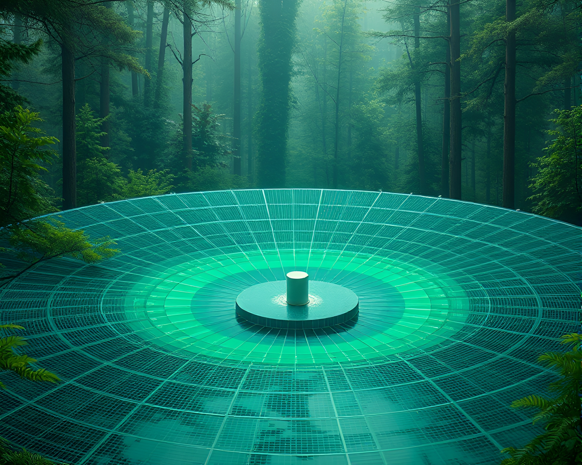 Enchanted Solar Panel Array in Water Whirlpool – free AI stock image
