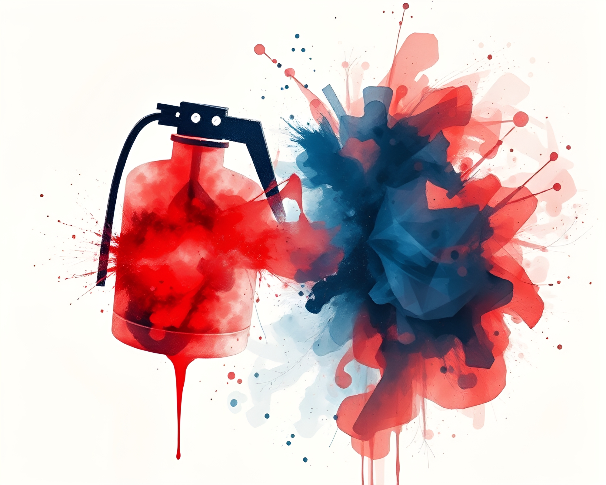Antimatter Grenade Burst: Sumi-e Double Exposure Art – free AI stock image
