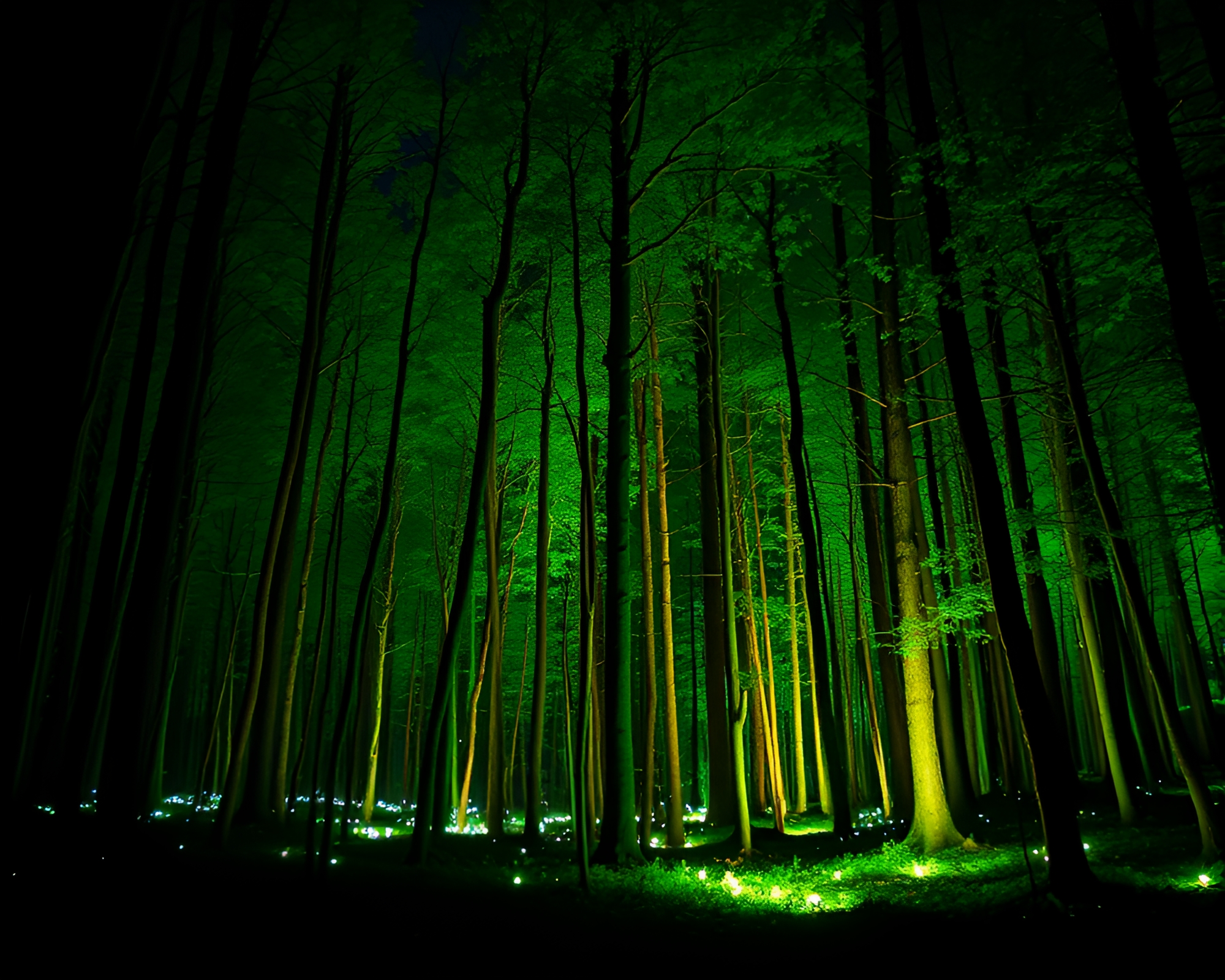 Enchanting Bioluminescent Forest with Rim Lighting – free AI stock image