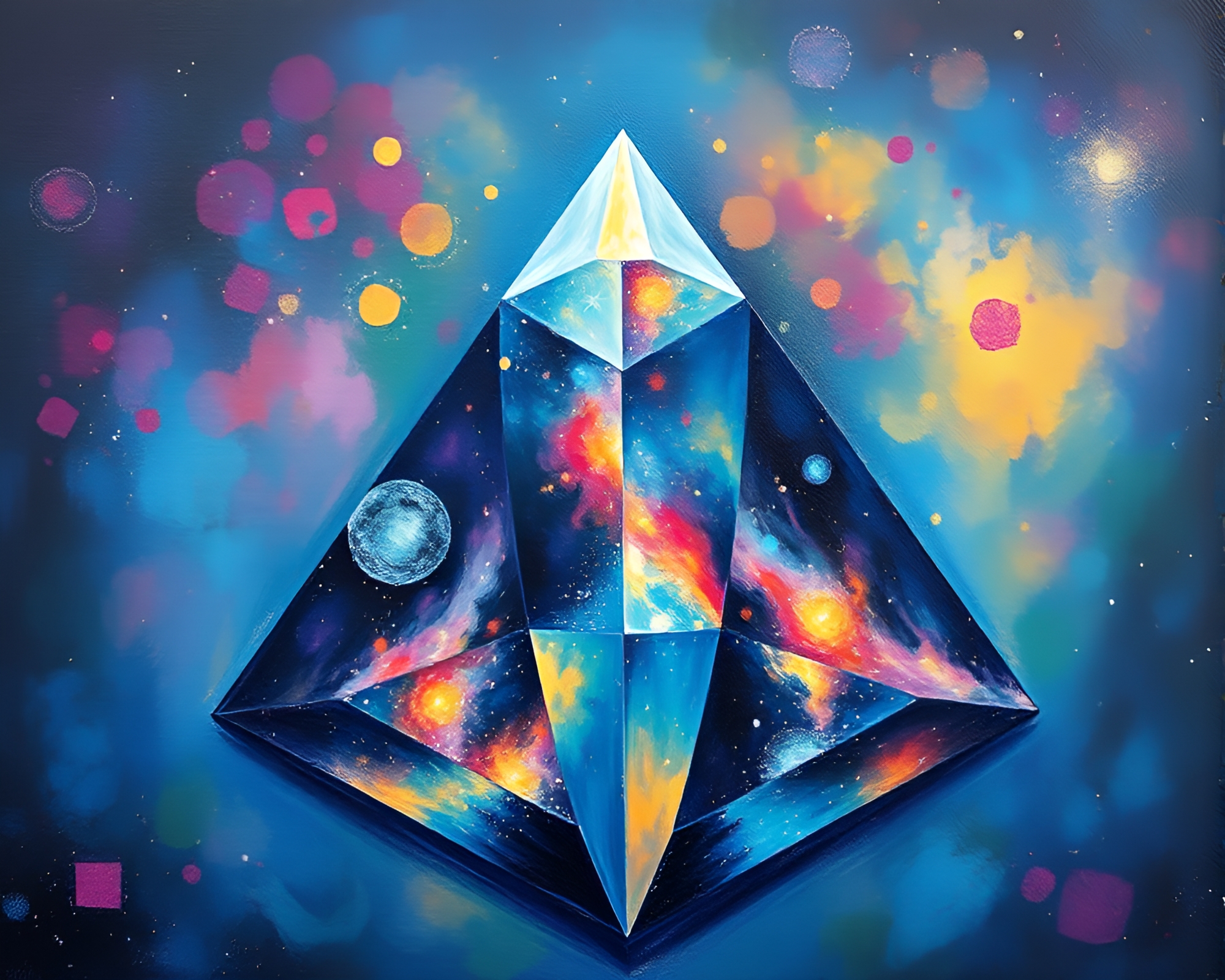Glass Pyramid under Celestial Fisheye Sky – free AI stock image