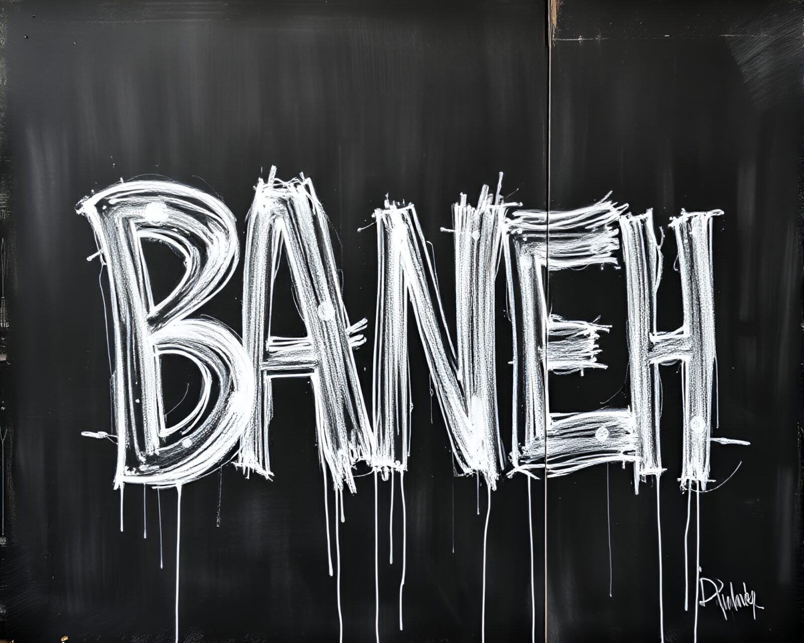 Gritty chalk drawing of terrifying banshee in HDR lighting