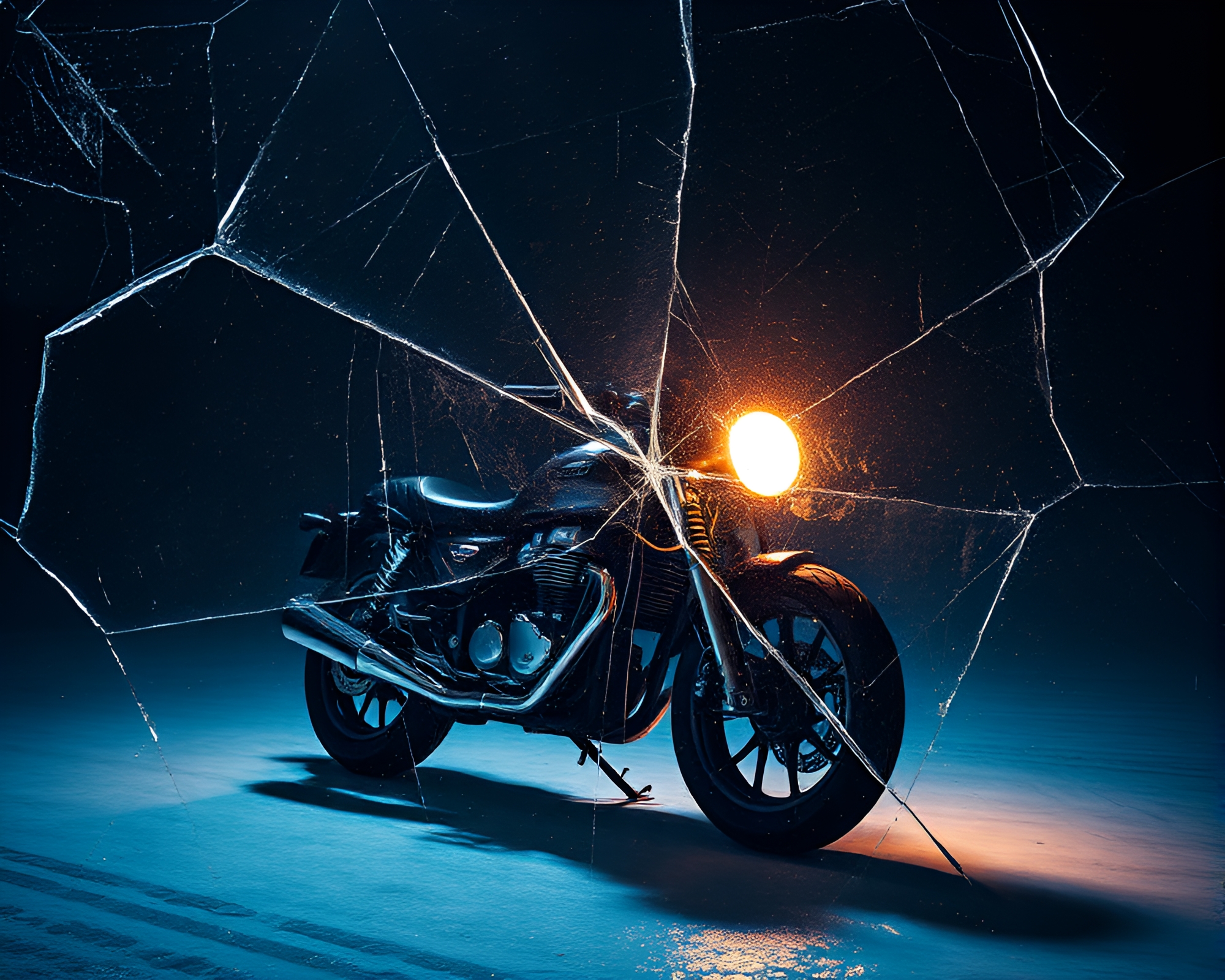 Motorcycle racing on ice with dramatic lighting – free AI stock image