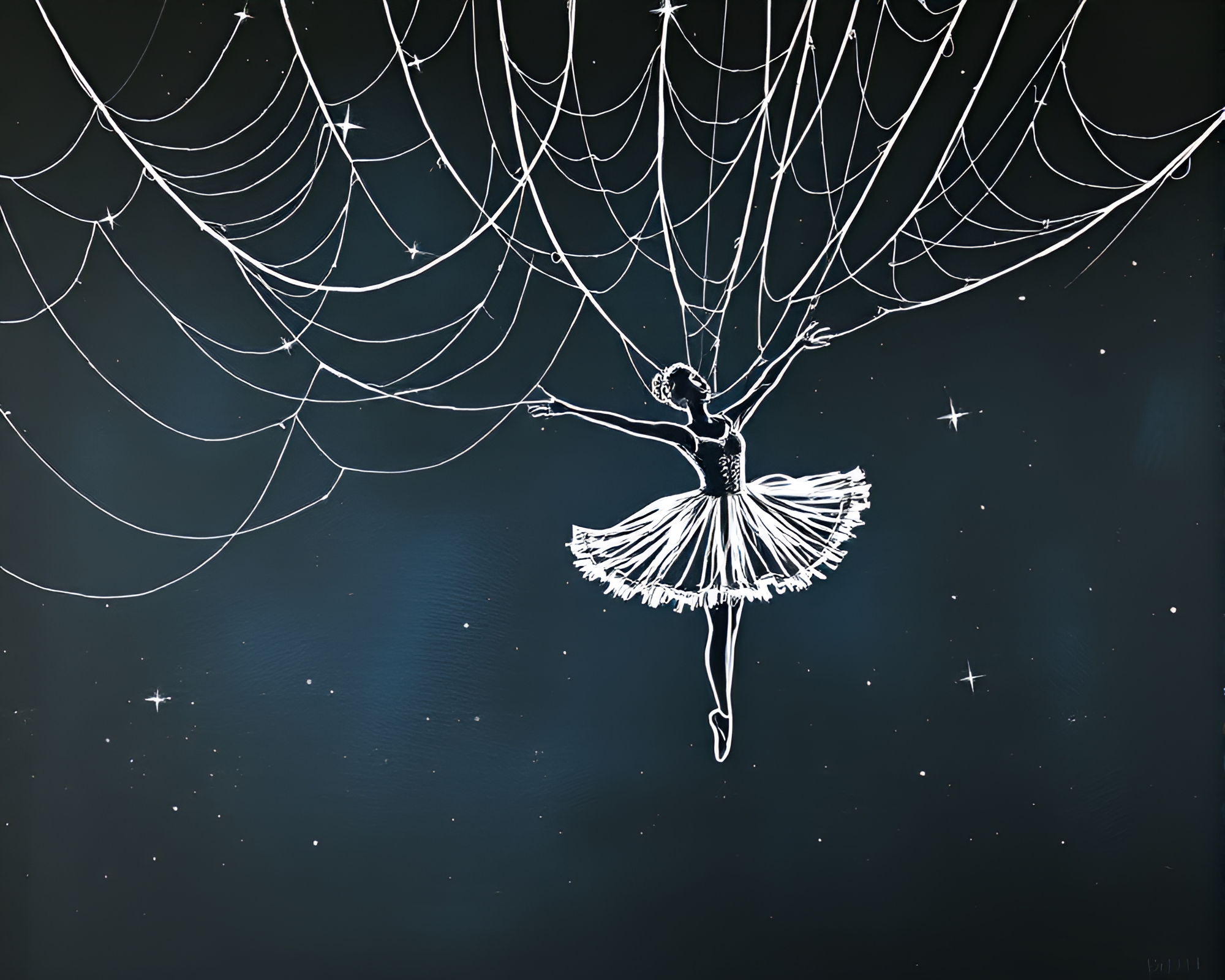 Ethereal Ballet Dancer in Starlit Chalkboard Revery – free AI stock image