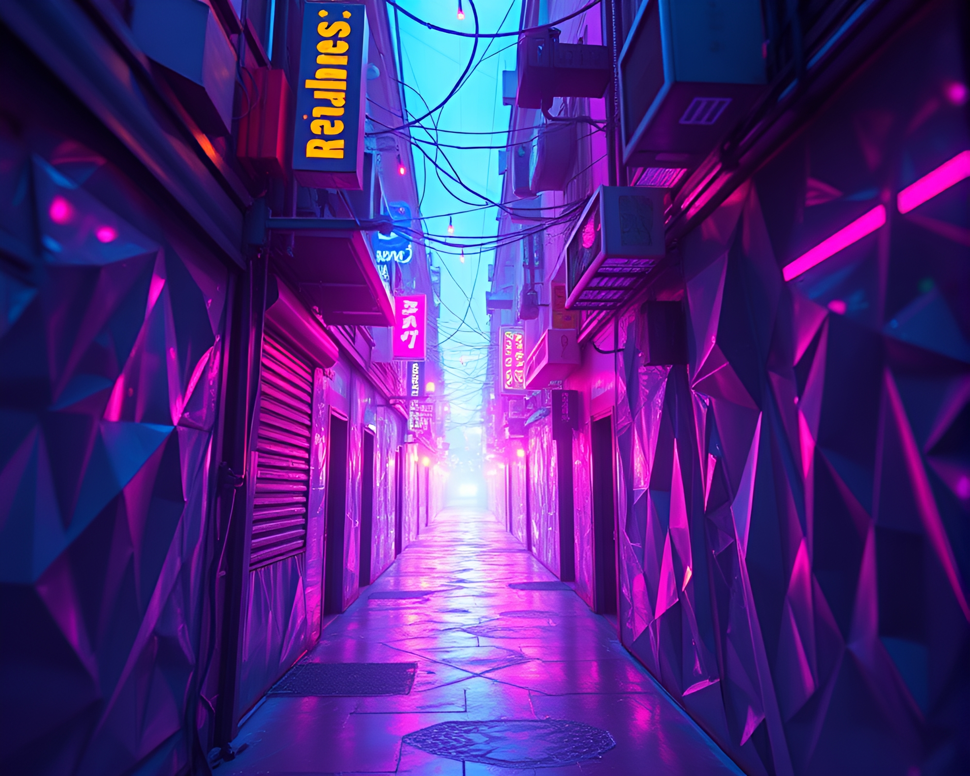 Cyberpunk Alley: Origami Paper Tears – free AI stock image