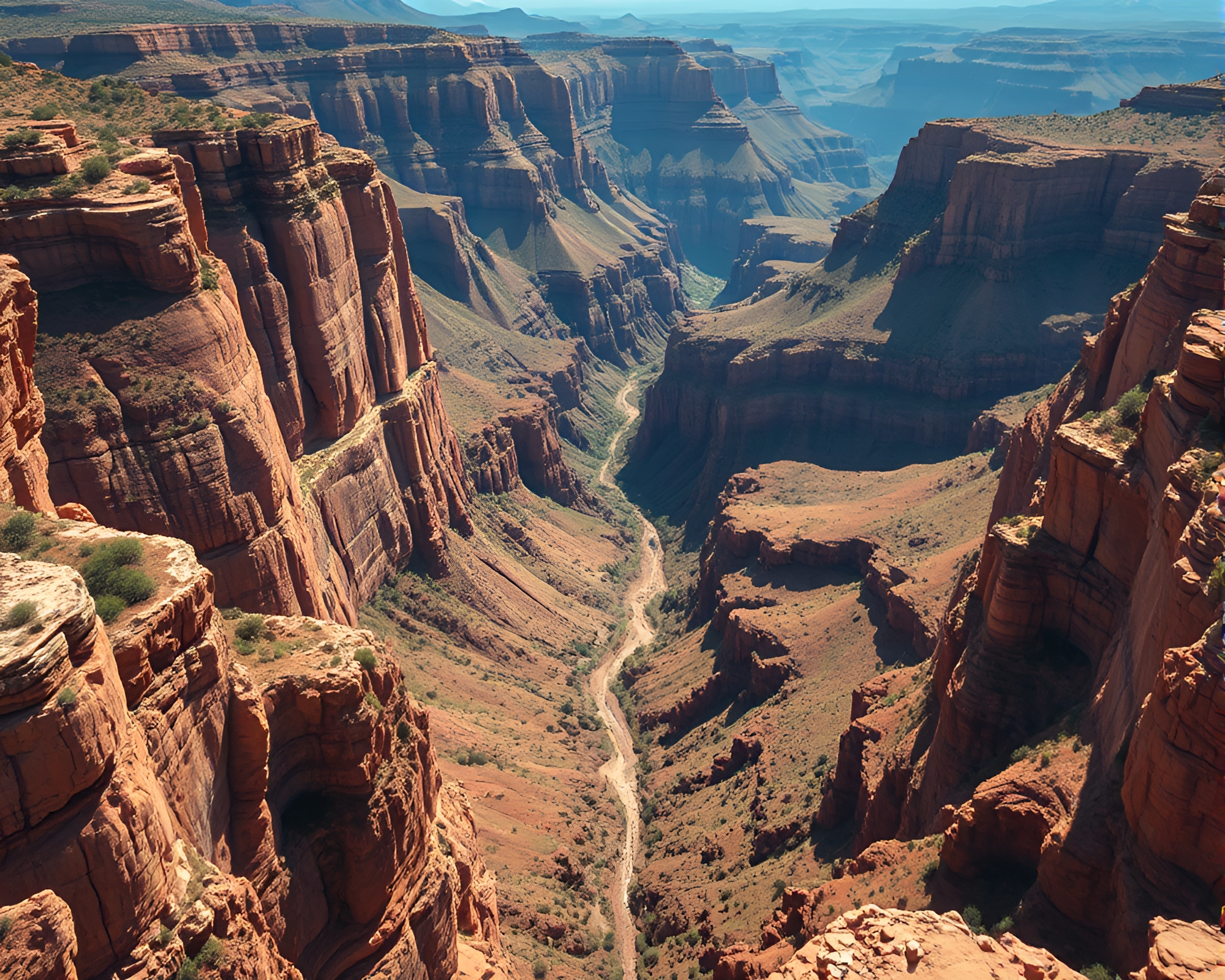 Canyon Jewel Tones: A Color Field High-Angle Masterpiece – free AI stock image