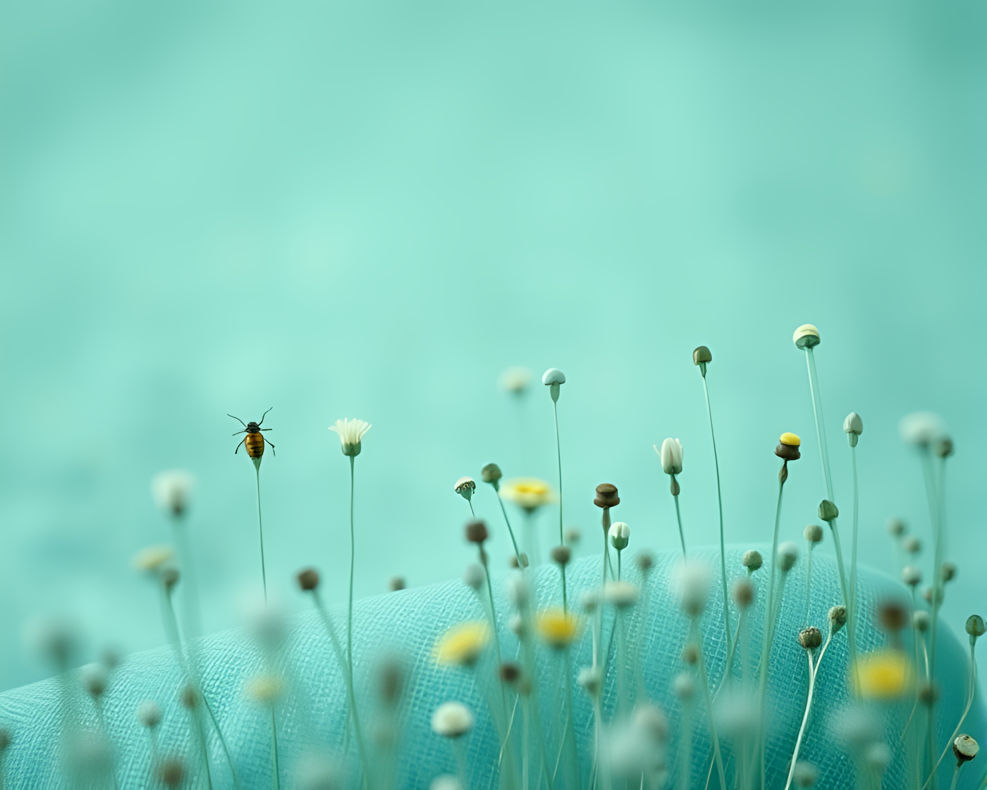 Beetle in Teal Serenity: Cloth Simulation Artwork – free AI stock image