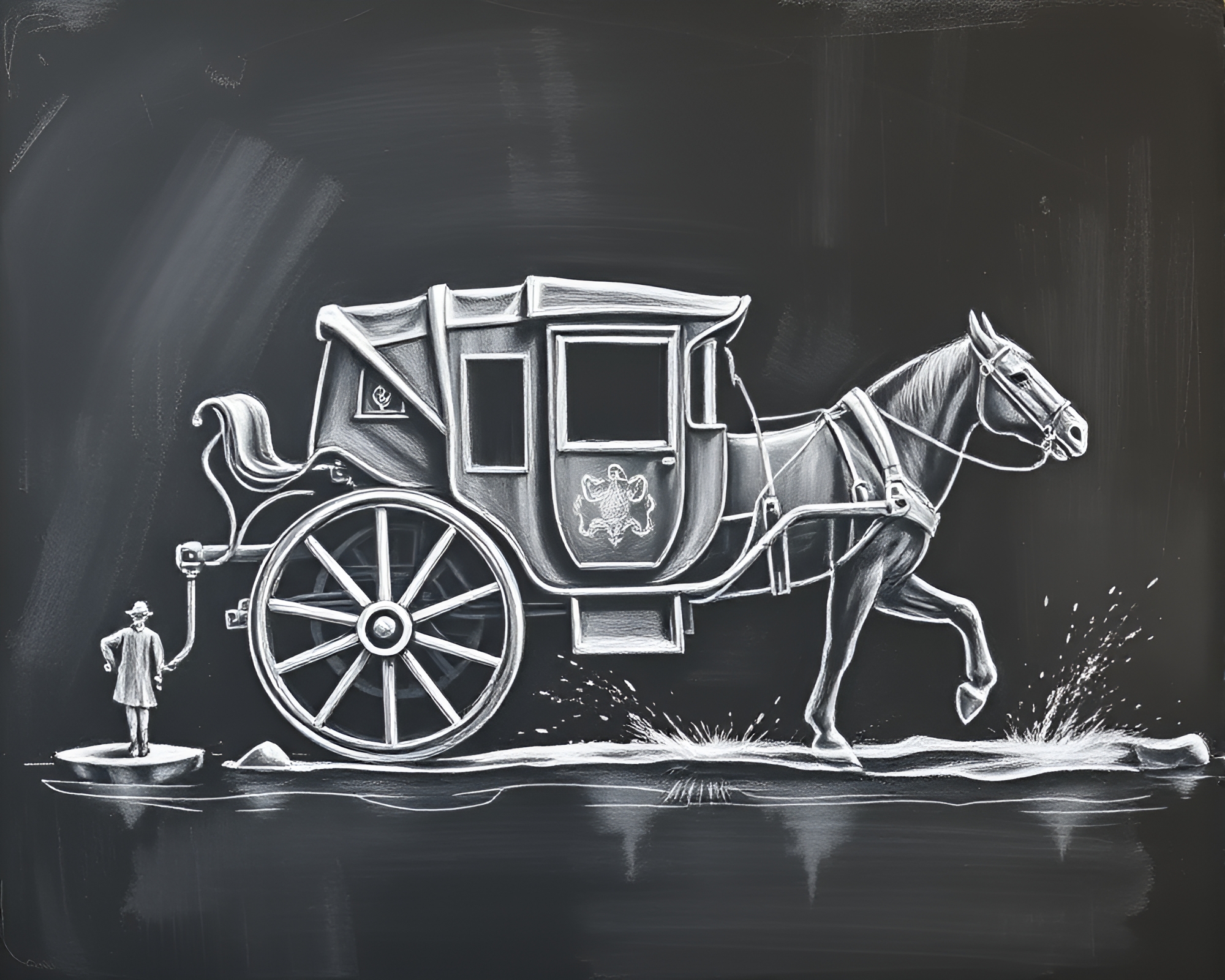 Stagecoach Travel Through Ashen Landscape – free AI stock image