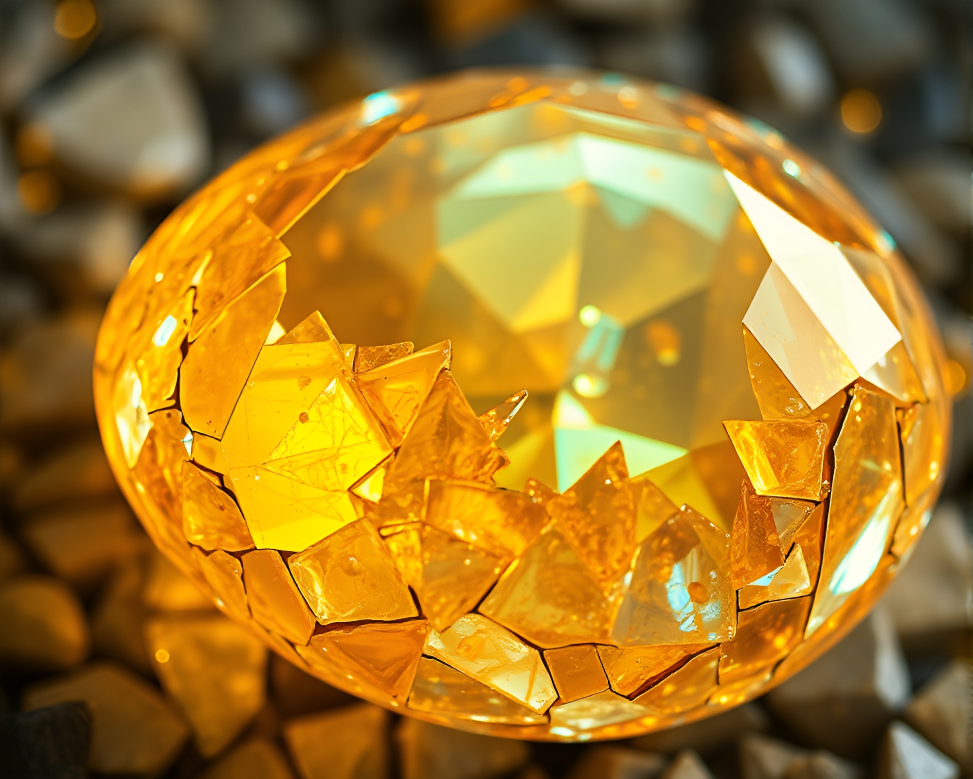 Shattered Dragon Egg Mosaic Illuminated in Topaz Light – free AI stock image