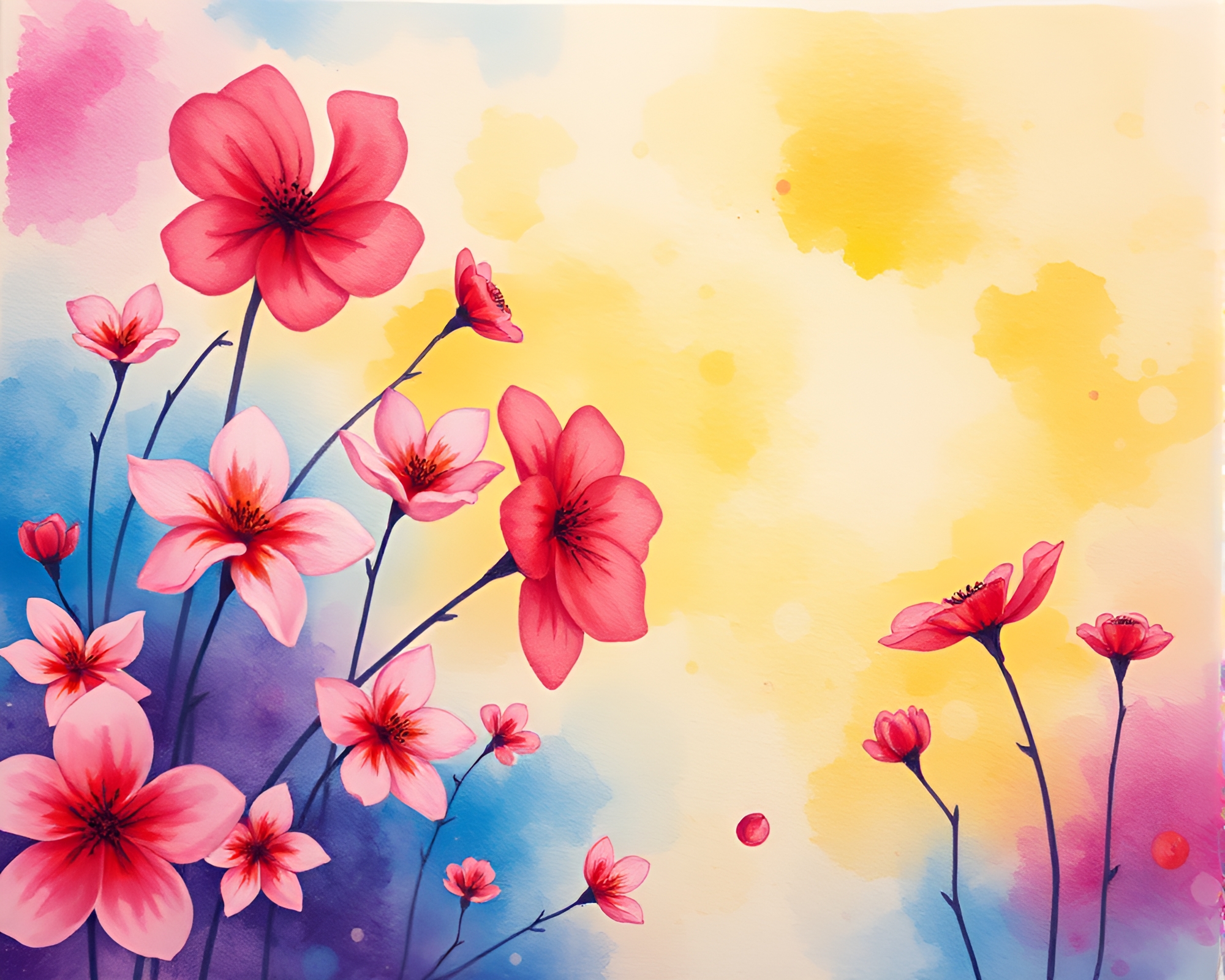 Watercolor Blooms: Floating Crystal at Sunset – free AI stock image