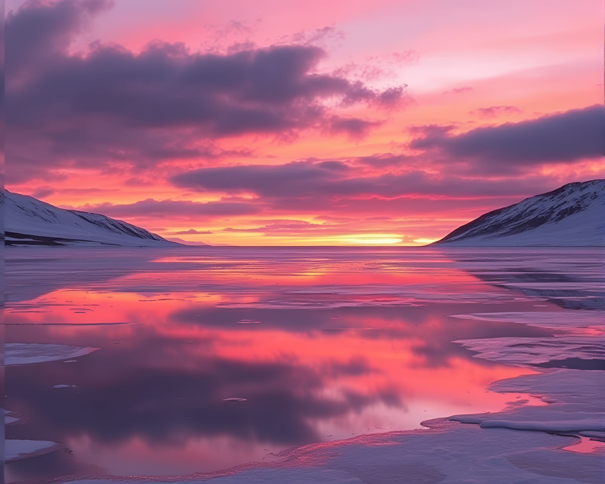 Arctic Reflections at Sunrise: Contoured Tundra Beauty – free AI stock image