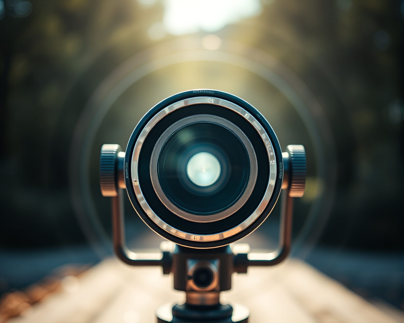 Bright midday light peeking through telescope in circles pattern