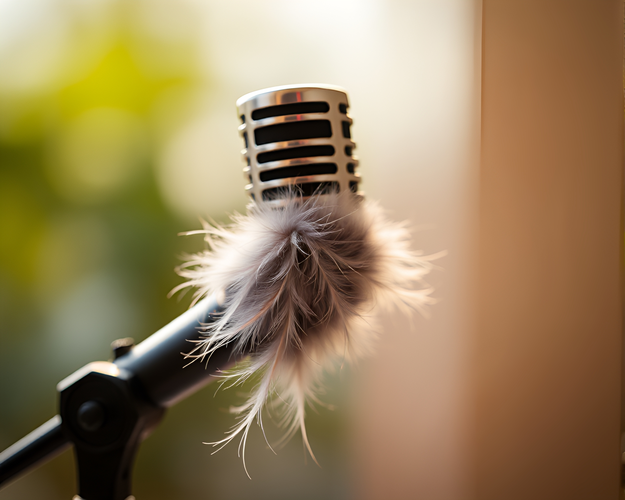 Microphone Feather Dusting in Tilt-Shift Miniature – free AI stock image