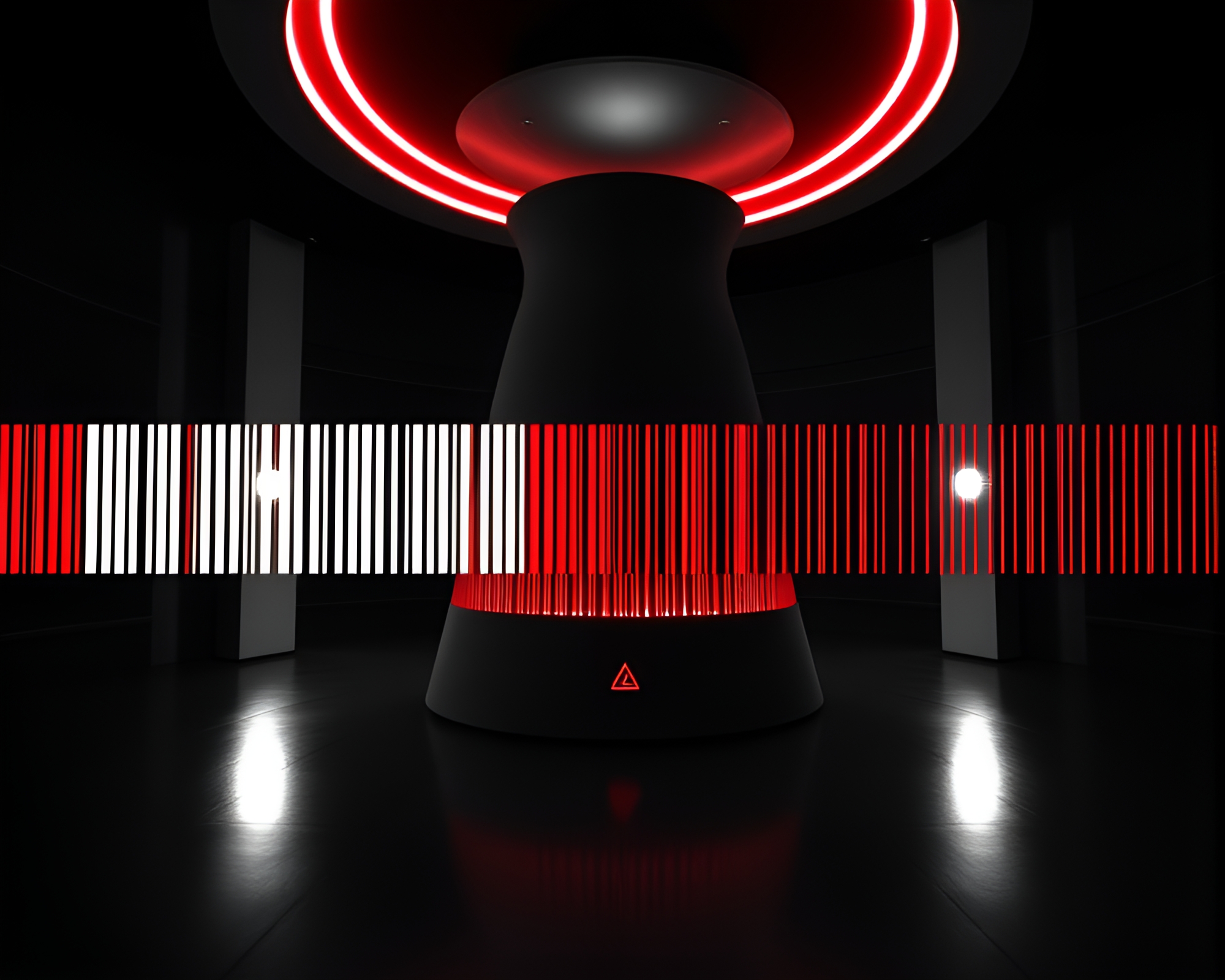 Zero-Point Energy Reactor in Monochrome Red – free AI stock image