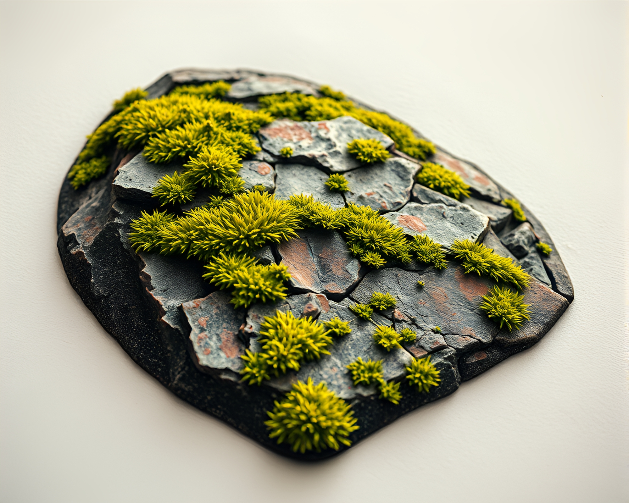 Moss-Covered Rock Engraved with Triadic Design – free AI stock image